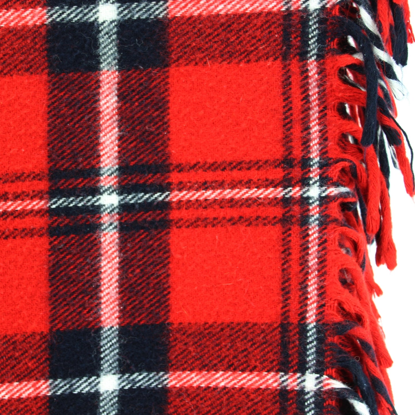 Faribo Classic Red Black Plaid Acrylic Throw Fringed Sides 53" X 38" USA stadium lap robe sofa throw