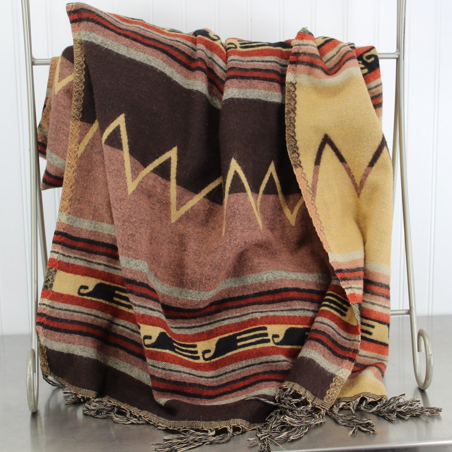 Southwest Pattern Shawl Scarf Desert Sunset Shades Mauve Grey Sienna Soft Acrylic serene mesmerizing colors