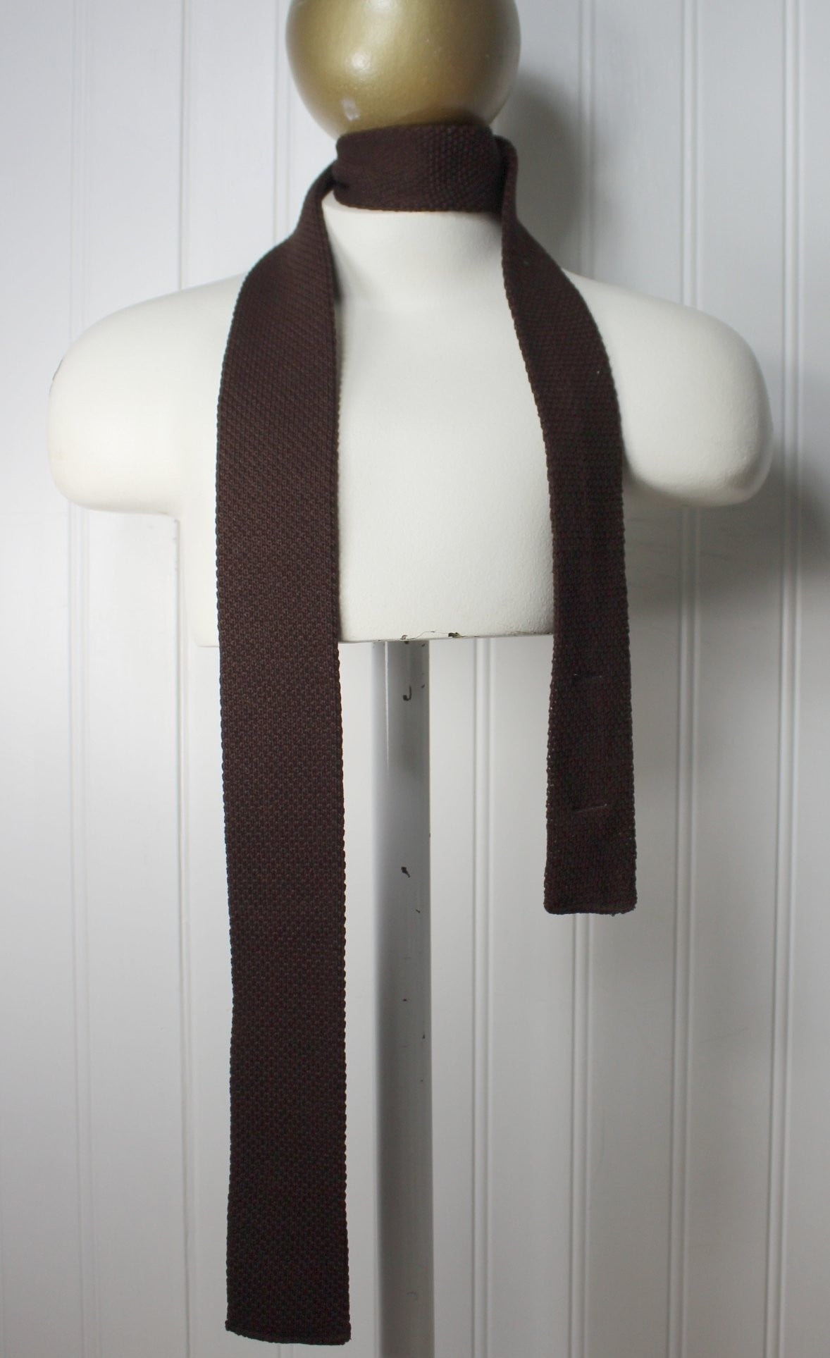 Wembley Woven Necktie - Skinny 2" Dark Brown - Vitage Mid Century