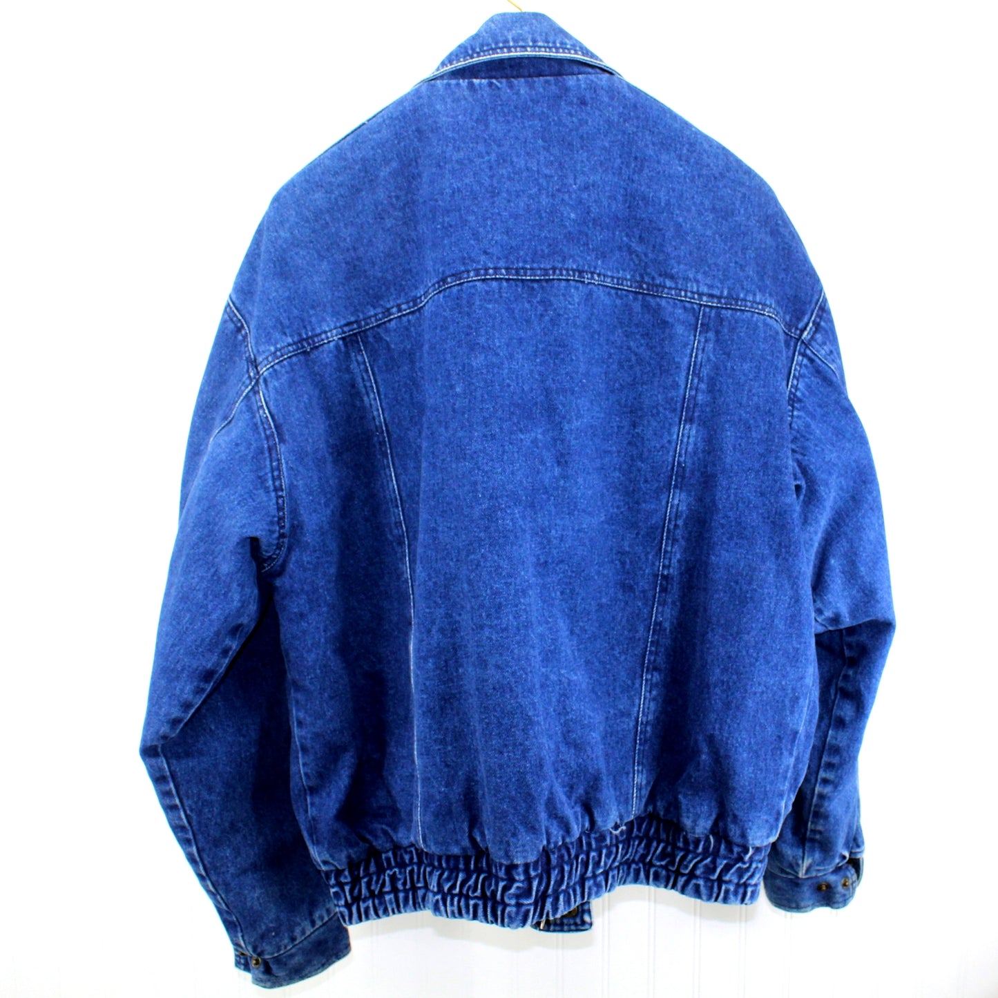 Jeans Wear Trent Blue Denim Cotton Jacket Lined Blue White Stripe Great Cut Size L ruched elastic waist