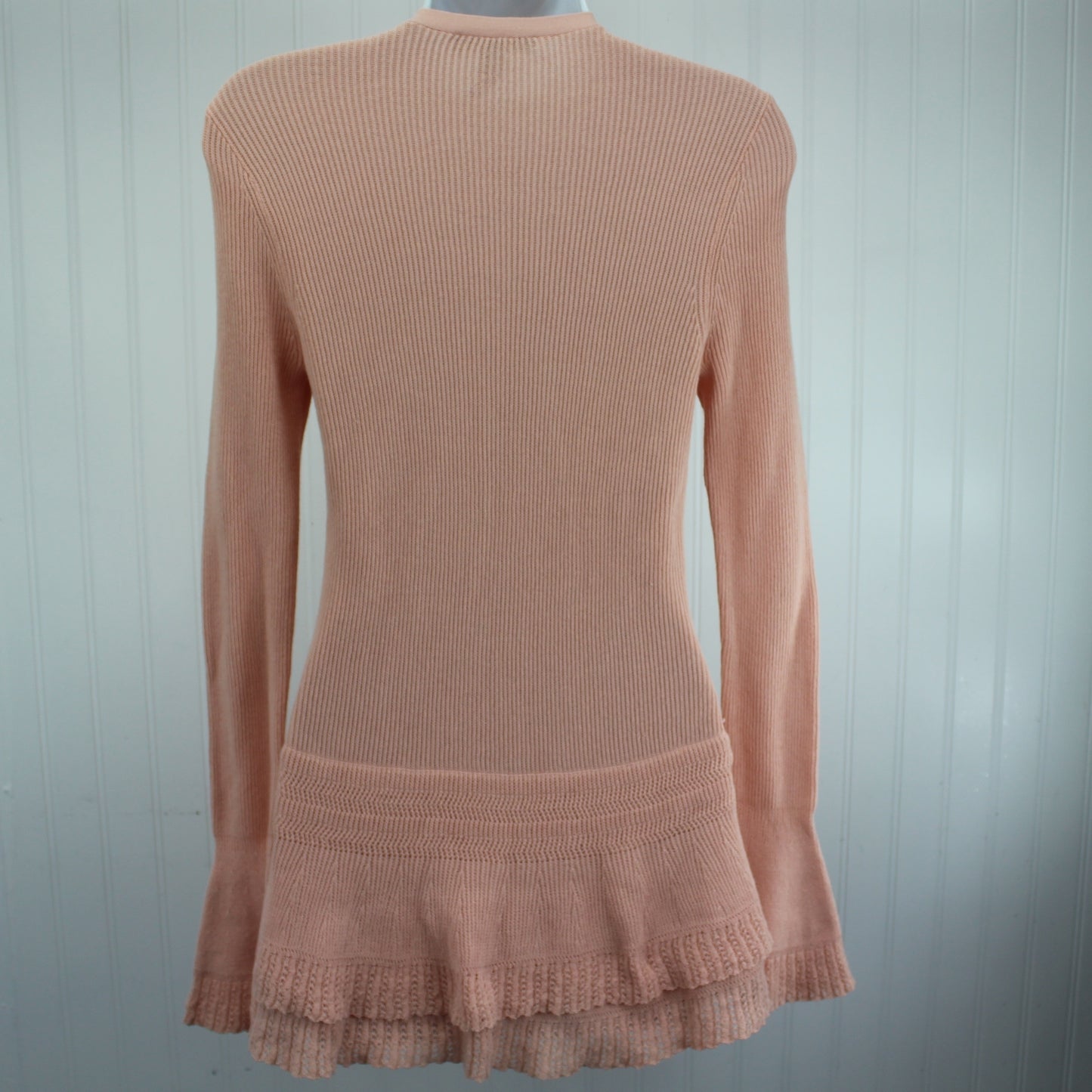 Ralph Lauren Cotton Sweater Unique Ruffle Hem Design Peachslim cut
