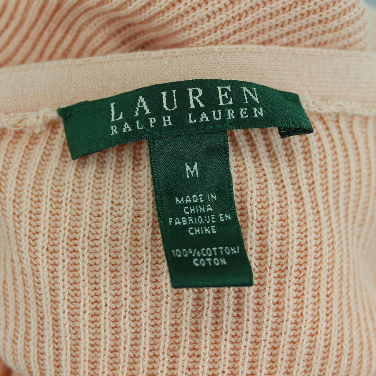Ralph Lauren Cotton Sweater Unique Ruffle Hem Design Peach