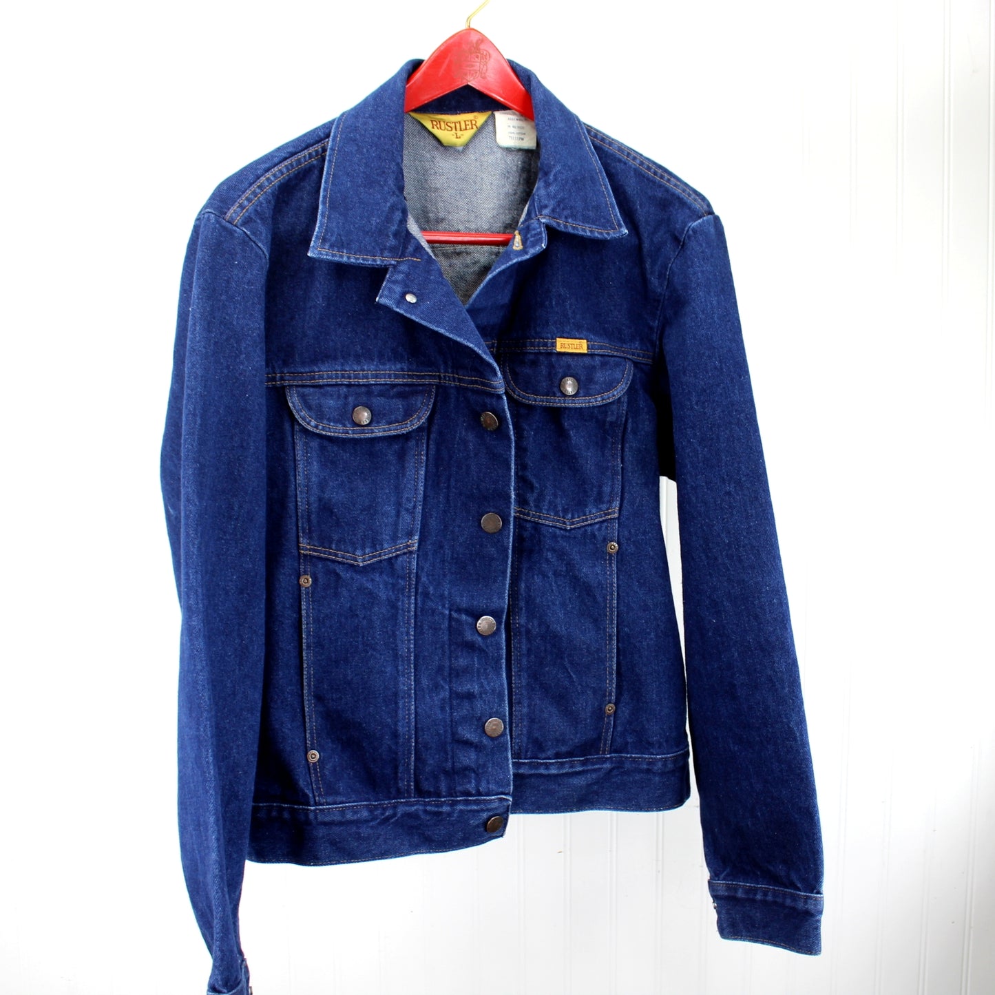 Rustler Dark Blue Denim Cotton Jacket Adjustable Band Waist Size L