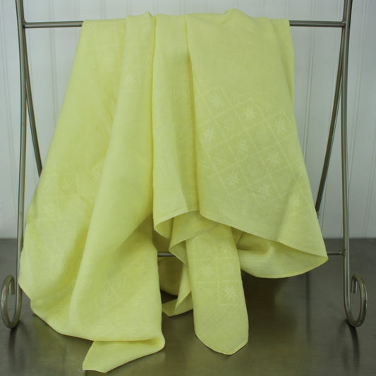 Lemon Yellow Linen Tablecloth Diamond Woven Design Square 50"