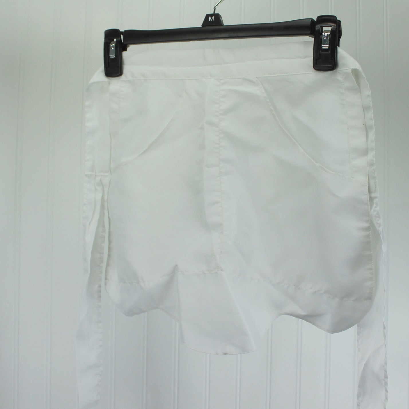 Mid Century Diner Car Hop Apron 1950s Dacron Poly White Queen Brand by Gruen back view