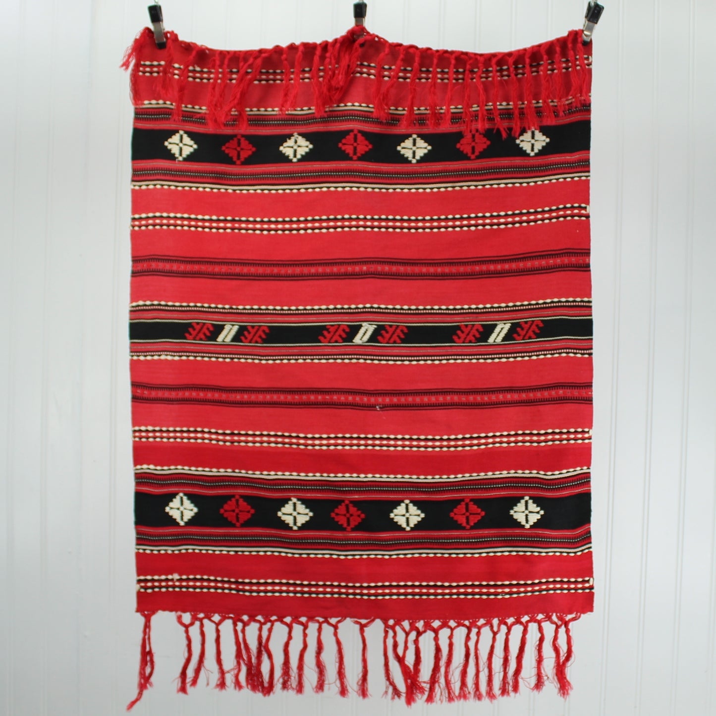 Classic Ukrainian Hand Made Woven Runners Red White Black Vintage
