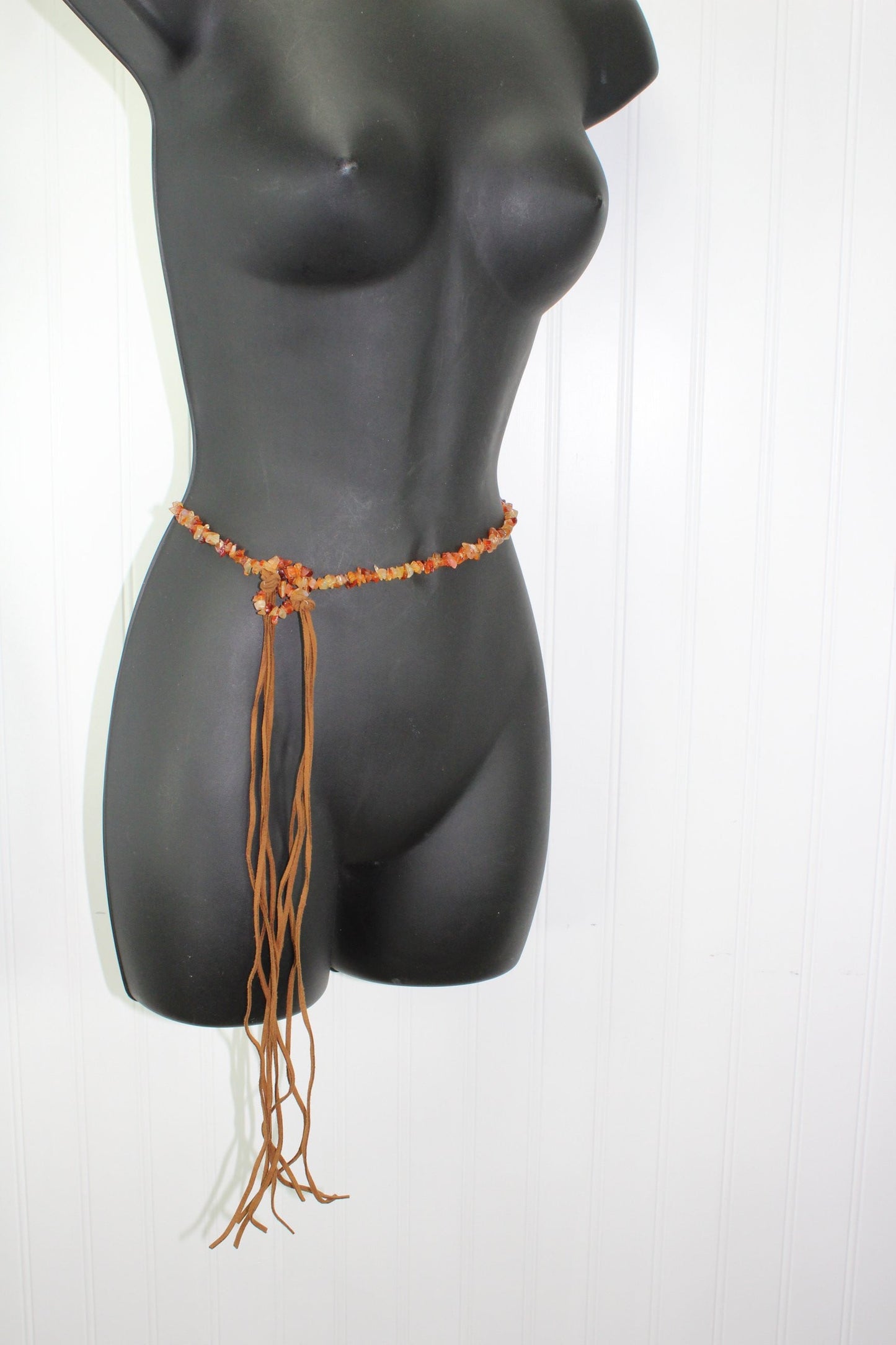 Vintage Bead Belt Adjustable Leather Ties SW Style Suede