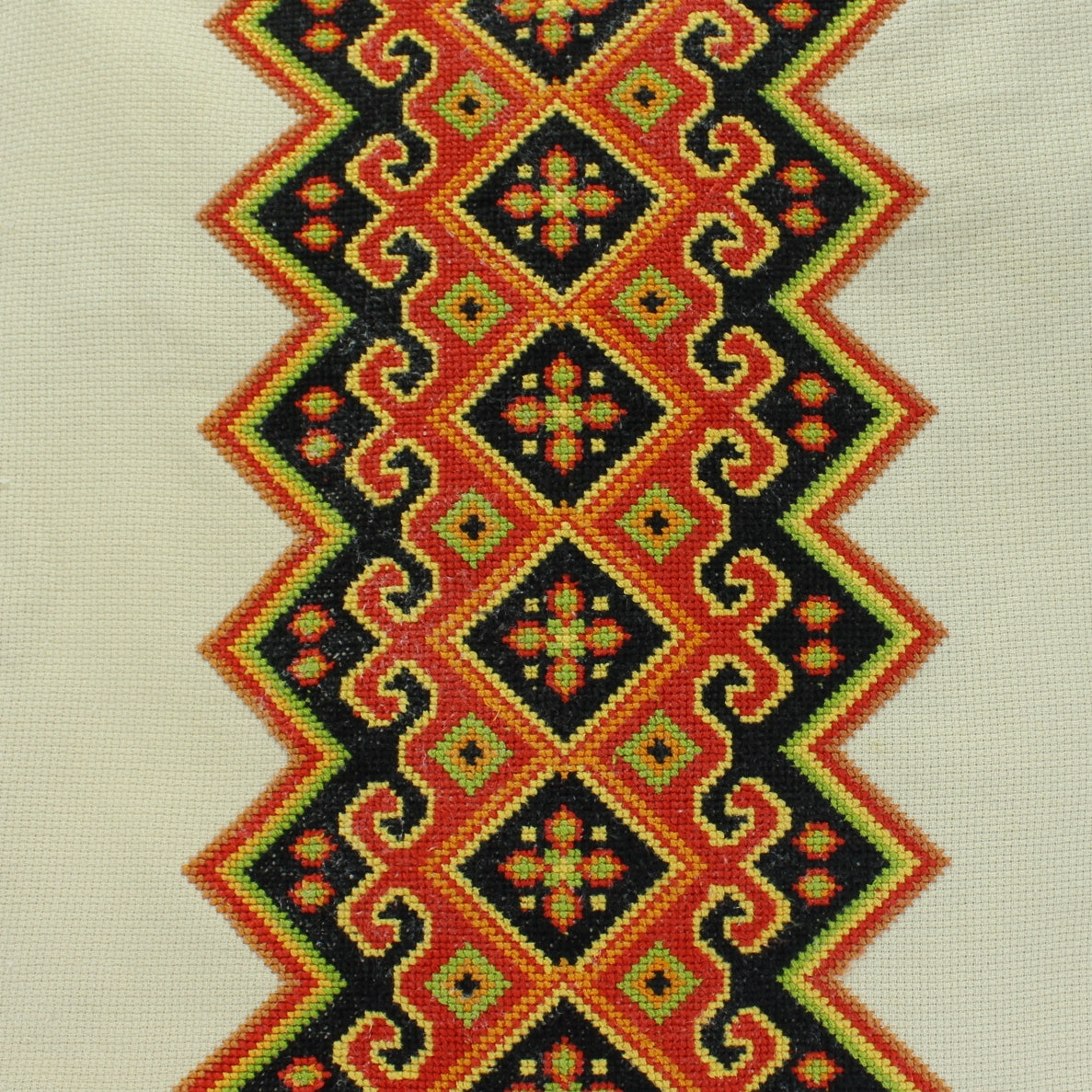 Ukraine Vintage Hand Made Woven Pillow Cover Older Estate Item closeup of design