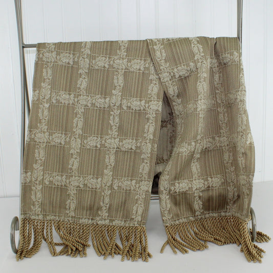 Heavy Fringed Table Runner Decor Shawl Shades Coffee Brown 74" X 12"