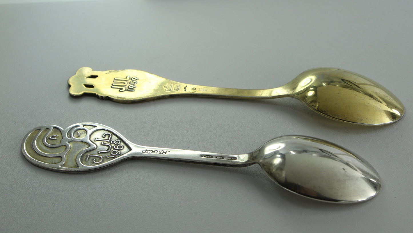 Sterling Spoons 2 Michelsen Denmark Enamel Madonna Child 1968  Lucia Bride 1959 rare