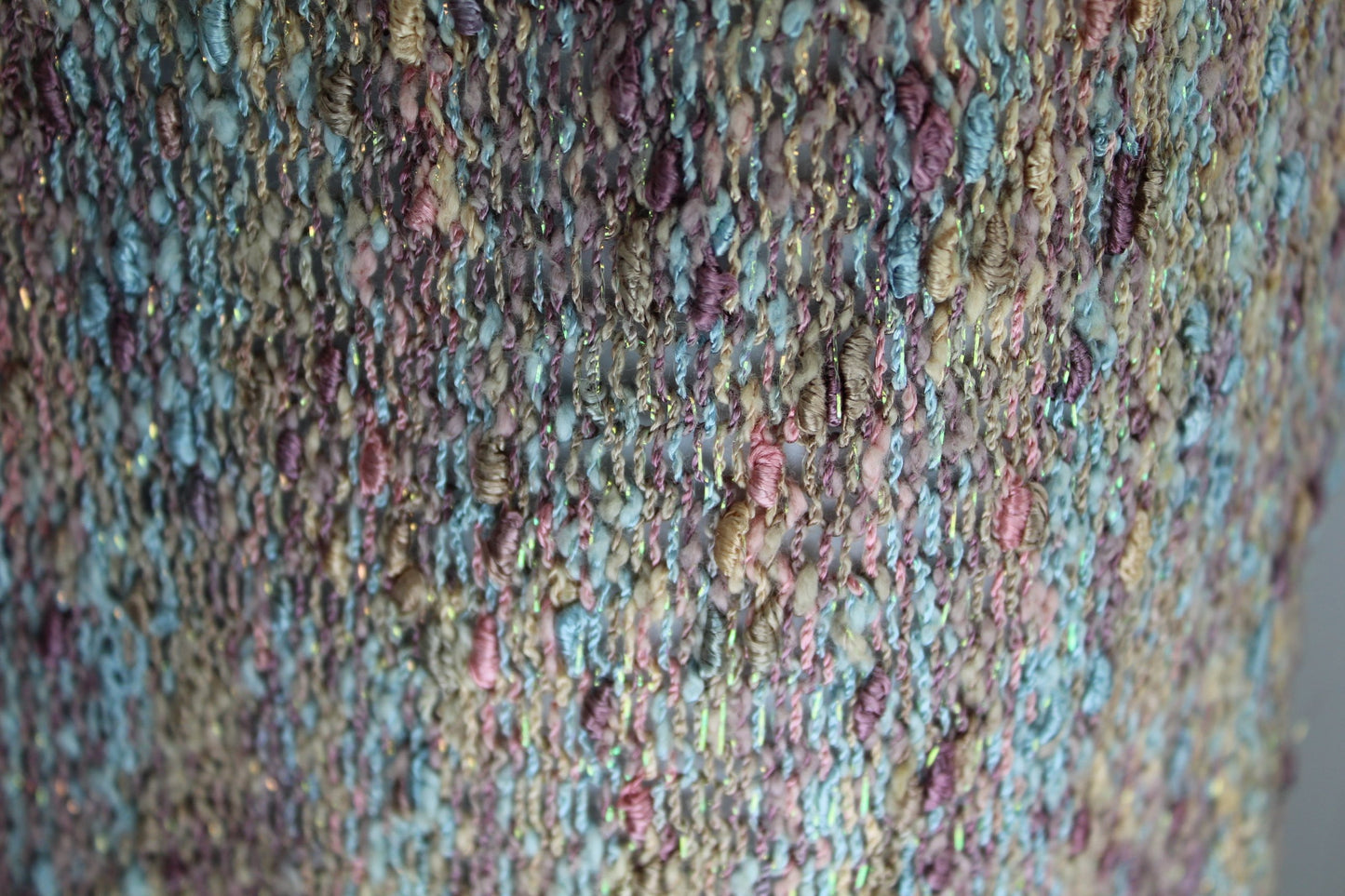 Haute Couture Knit Pastel Ribbon Metallic Yarn Vintage Suit - Jutta Mitchell North Bend Oregon batwing sleeves