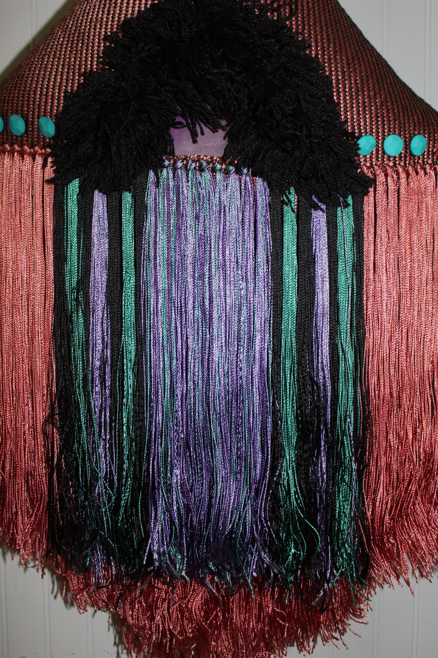 Art Pillow Wall Decor Unusual OOAK Woven Bright Long Fringe Bohemian Chic unusual