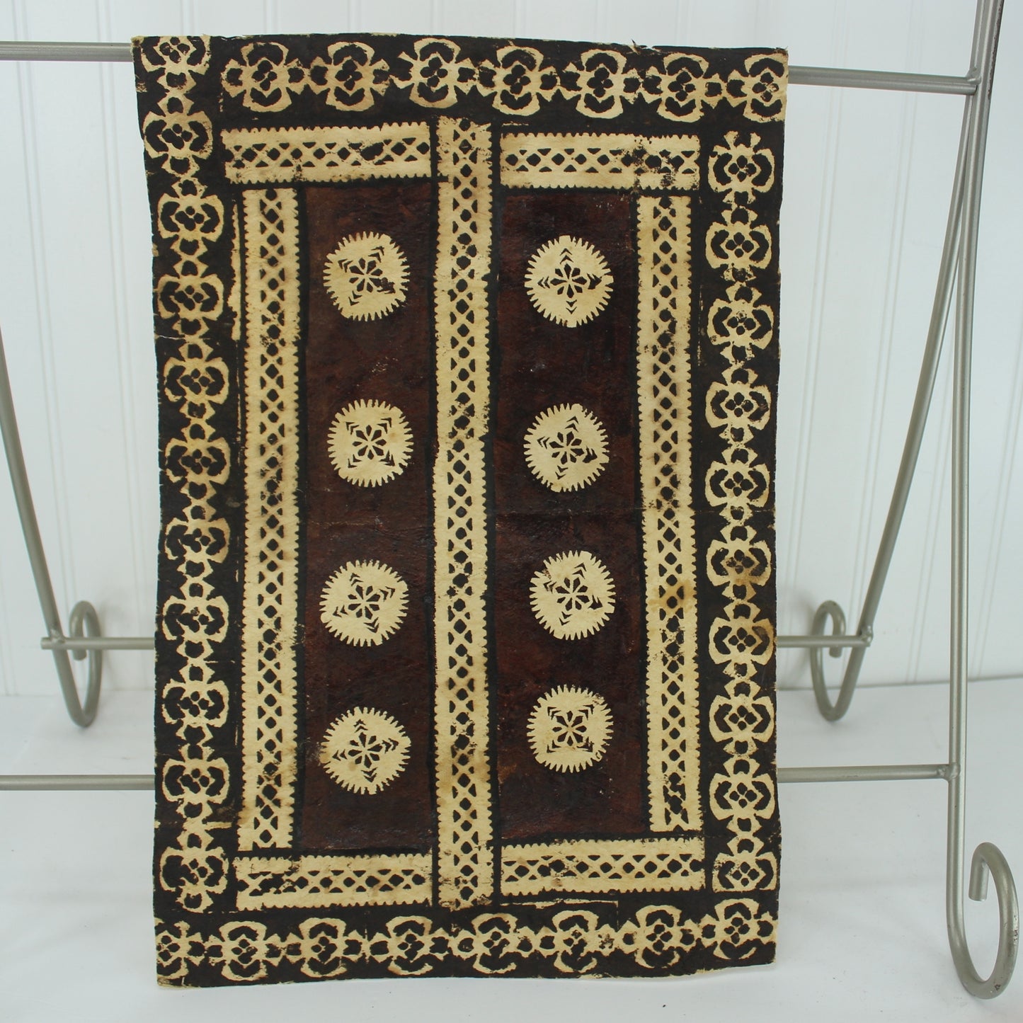 Vatulele Fiji Art Masi Tapa Barkcloth Rectangle 19"X 12" Wall Table Decor