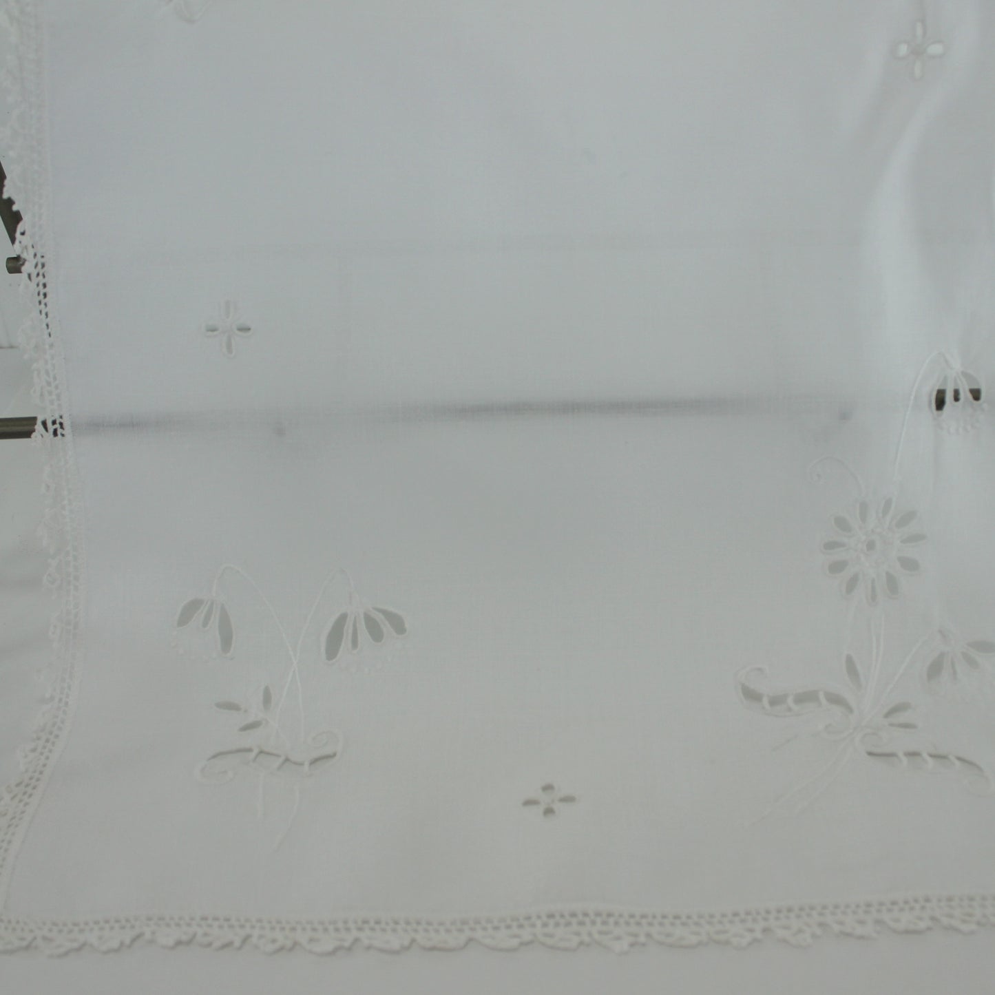 Elegant Cut Work Linen Table Center Runner Lace Edging beautiful open work embroidery