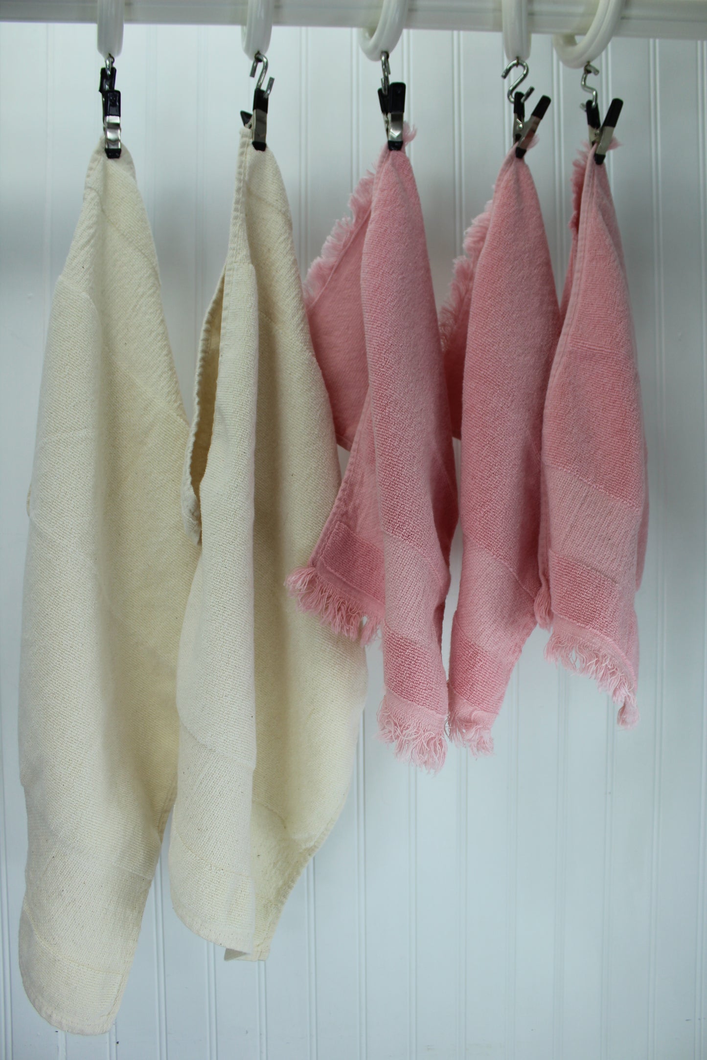 Finger Tip Towels 5 for Cross Stitch DIY - Unused estate - 2 Sizes Natural Pink embroidery supply