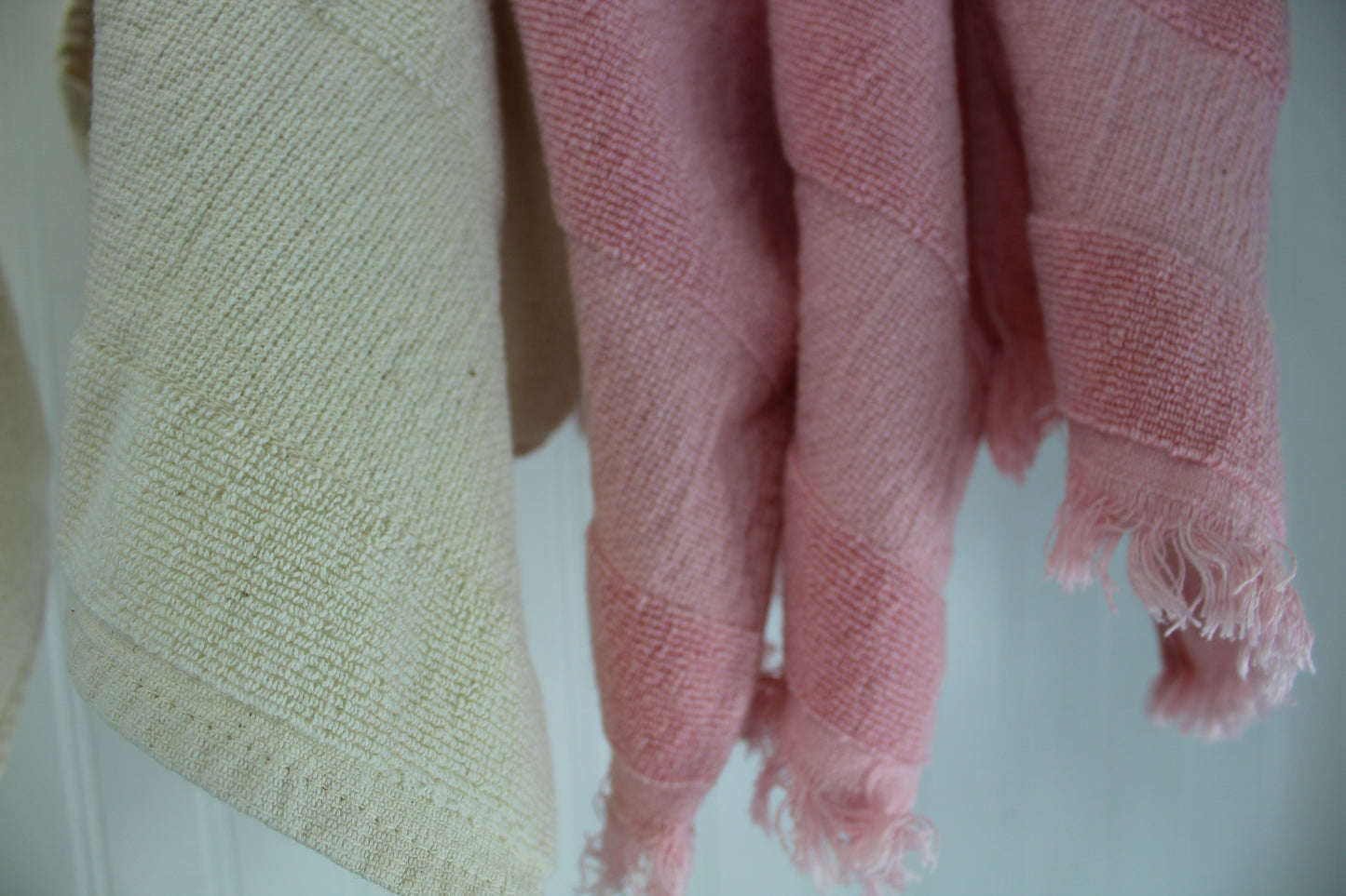 Finger Tip Towels 5 for Cross Stitch DIY - Unused estate - 2 Sizes Natural Pink Embroidery supply