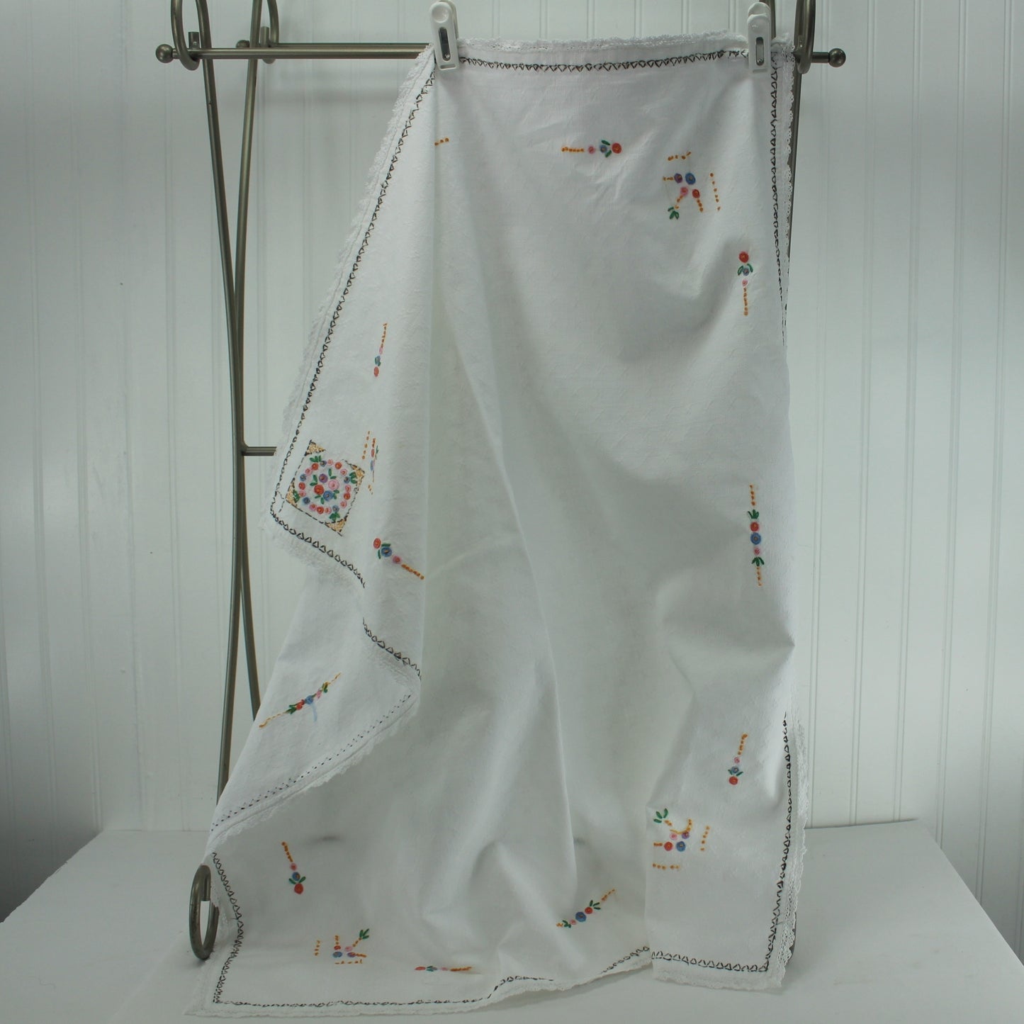 Small Table Cloth Napkins Exquisitely Embroidered Woven Basketweave Fabric nice weight cotton fabric