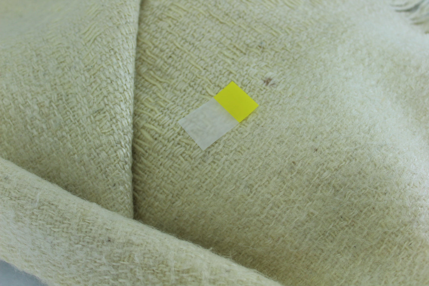 Antique Hand Loomed Blanket Woven 2 Panels Ivory Wool Dimensional Weave rare