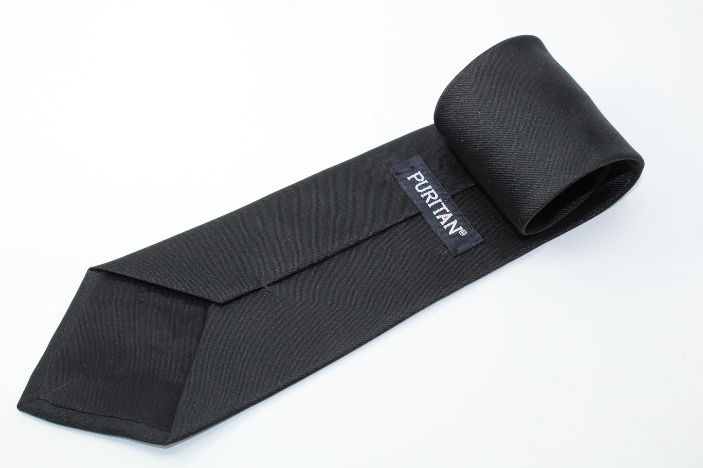 Puritan Solid Black Polyester Tie - Twill Weave uniform tie