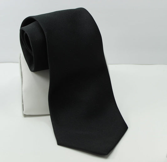 Puritan Solid Black Polyester Tie - Twill Weave