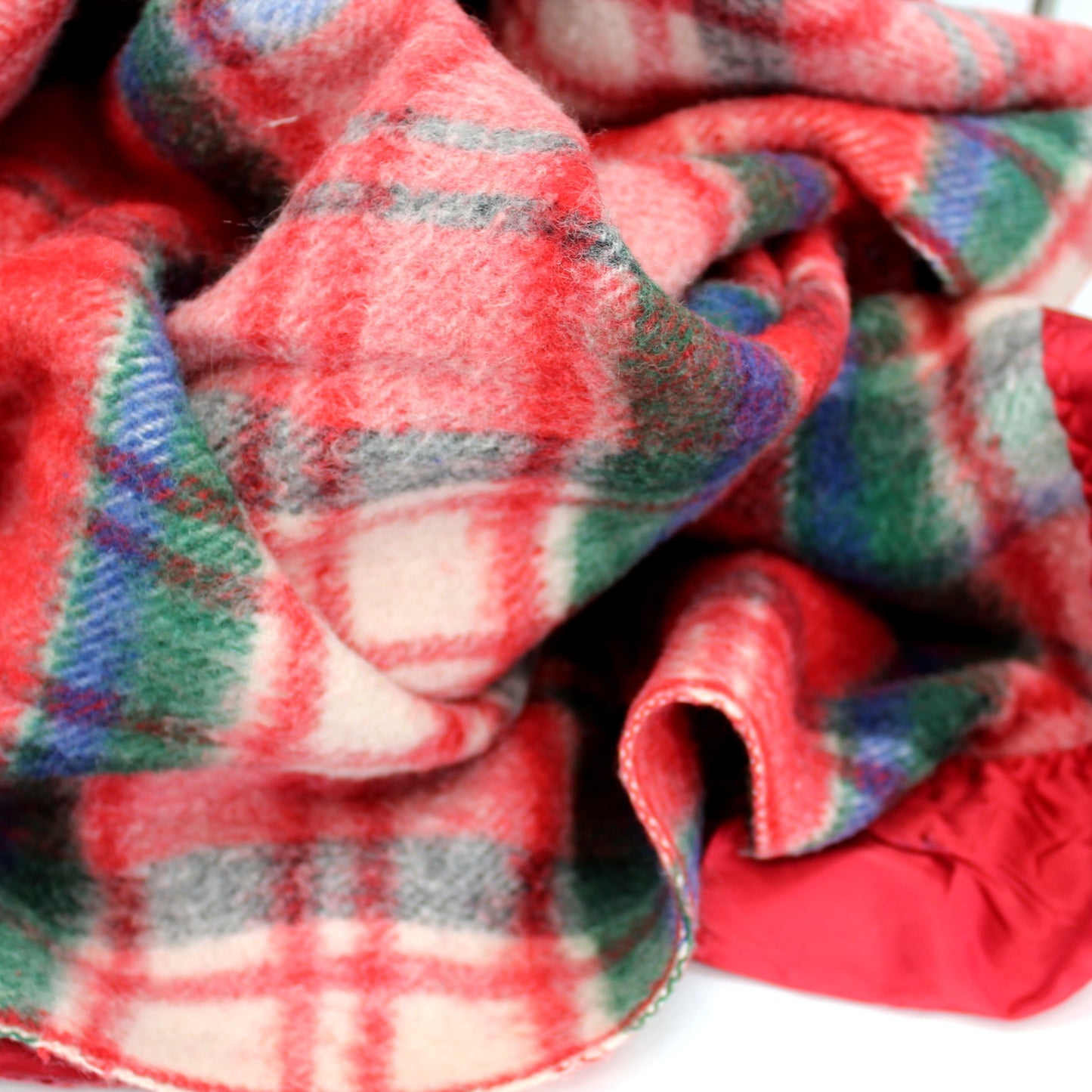 Acrylic Blanket Subtle Shades Red Blue Green Plaid 79" X 82" Special Price Use Cutter pleasant colors