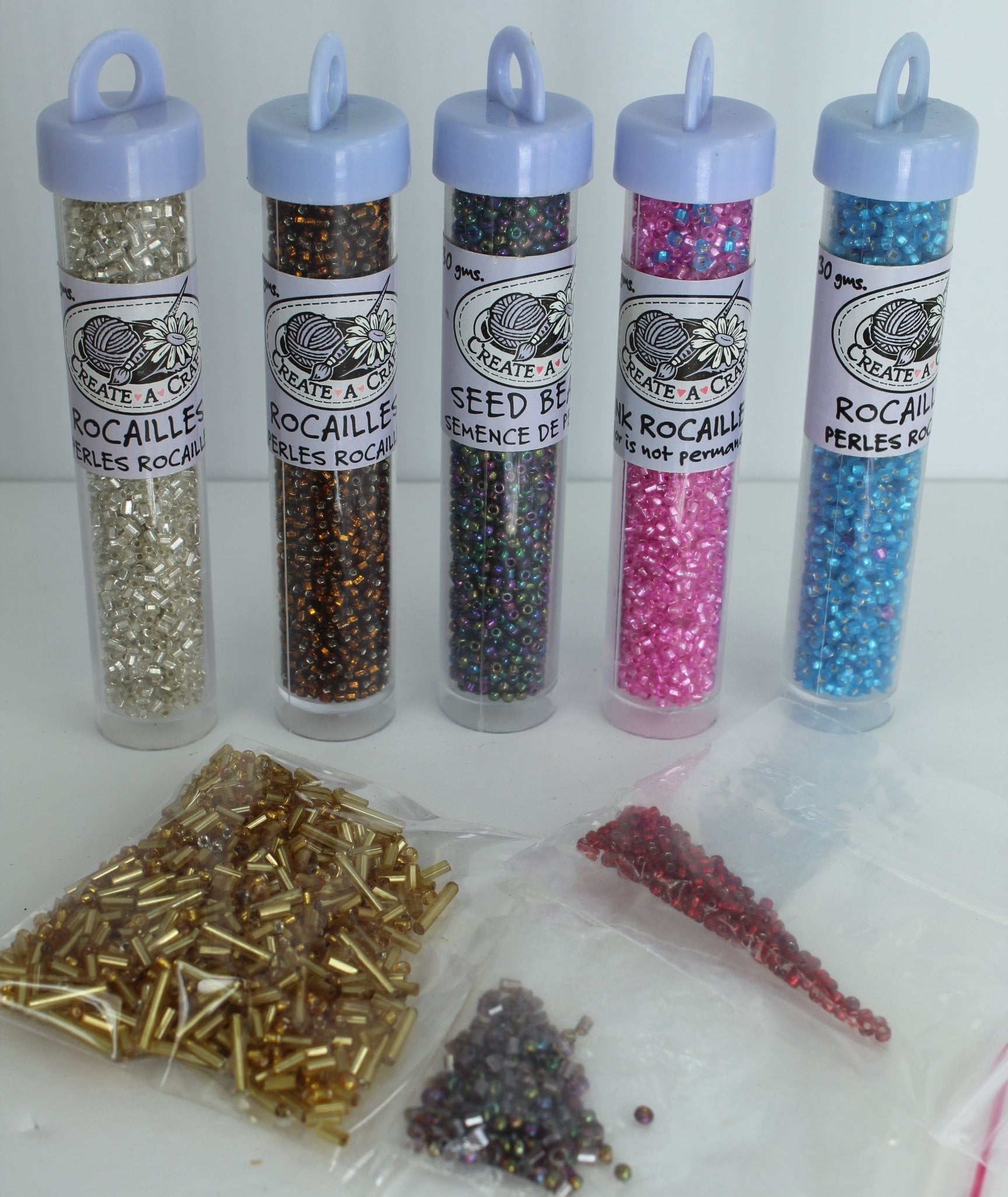 Lot 5 CREATE A CRAFT Beads Perles Rocailles Silver Bronze Black Opal DIY