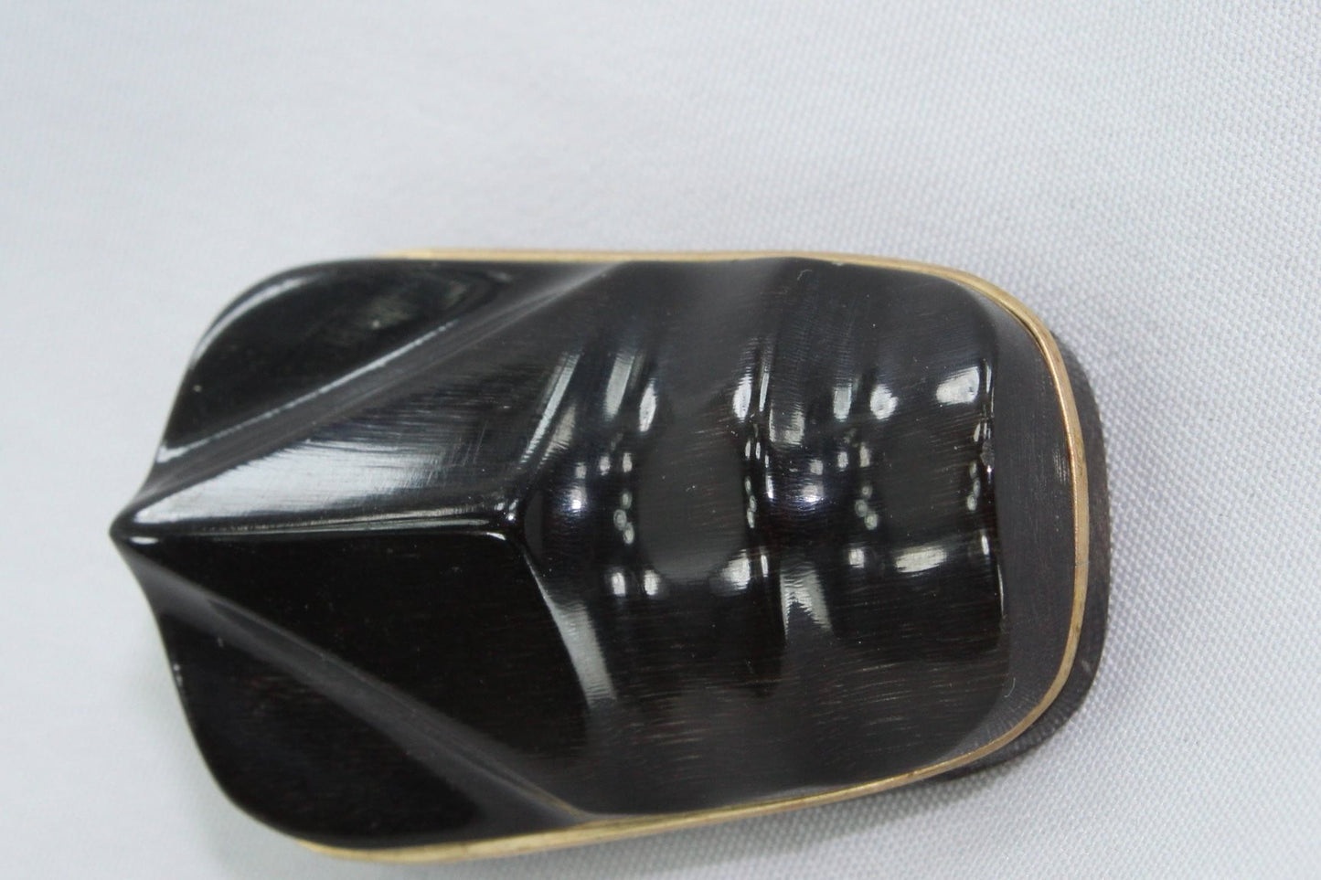 Artisan Mask Pendant - Black Grained Stone Gold Color Wire Wrap Original