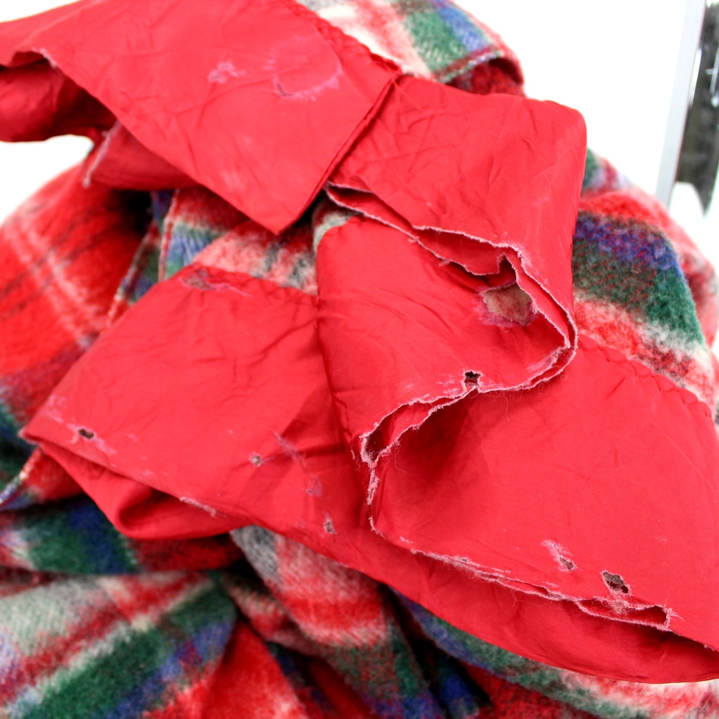 Acrylic Blanket Subtle Shades Red Blue Green Plaid 79" X 82" Special Price Use Cutter damage to binding