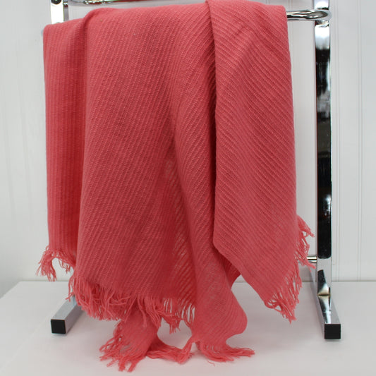 Mary McFadden Vintage Unused Coral Wool Throw Blanket Made by Faribo Vintage