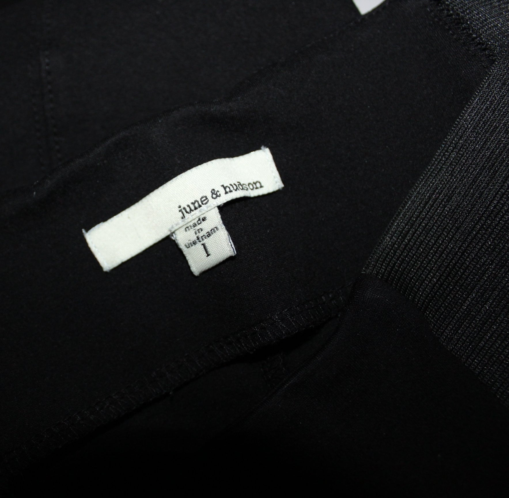 June & Hudson Black Stretch Pants Leggings  - Side Elastic - Rayon Nylon Spandex marked size 1