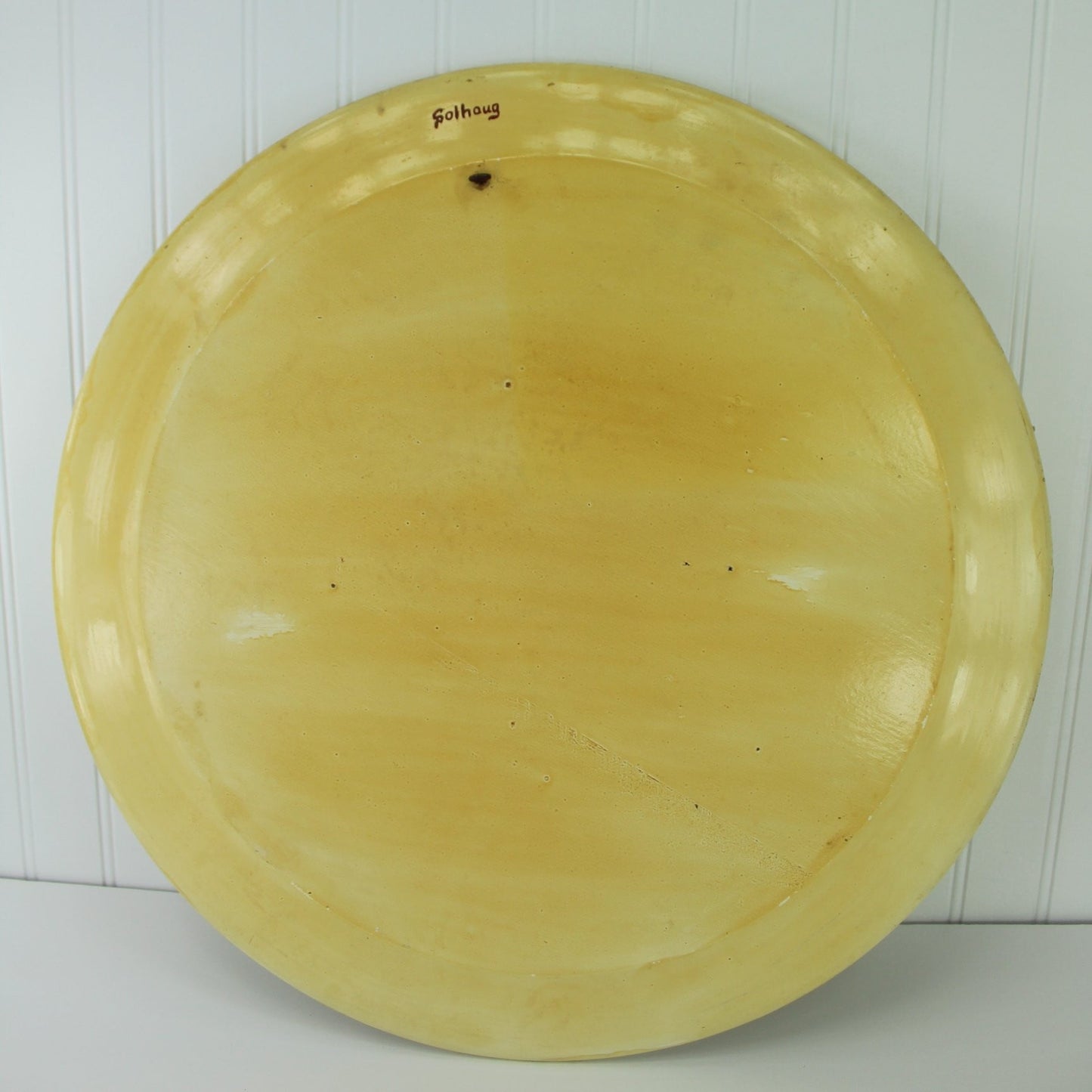 Rosemaled Wood Plate 20" Eleanor Erickson St Paul MN signed Solhaug Student Per Lysne hanger on back