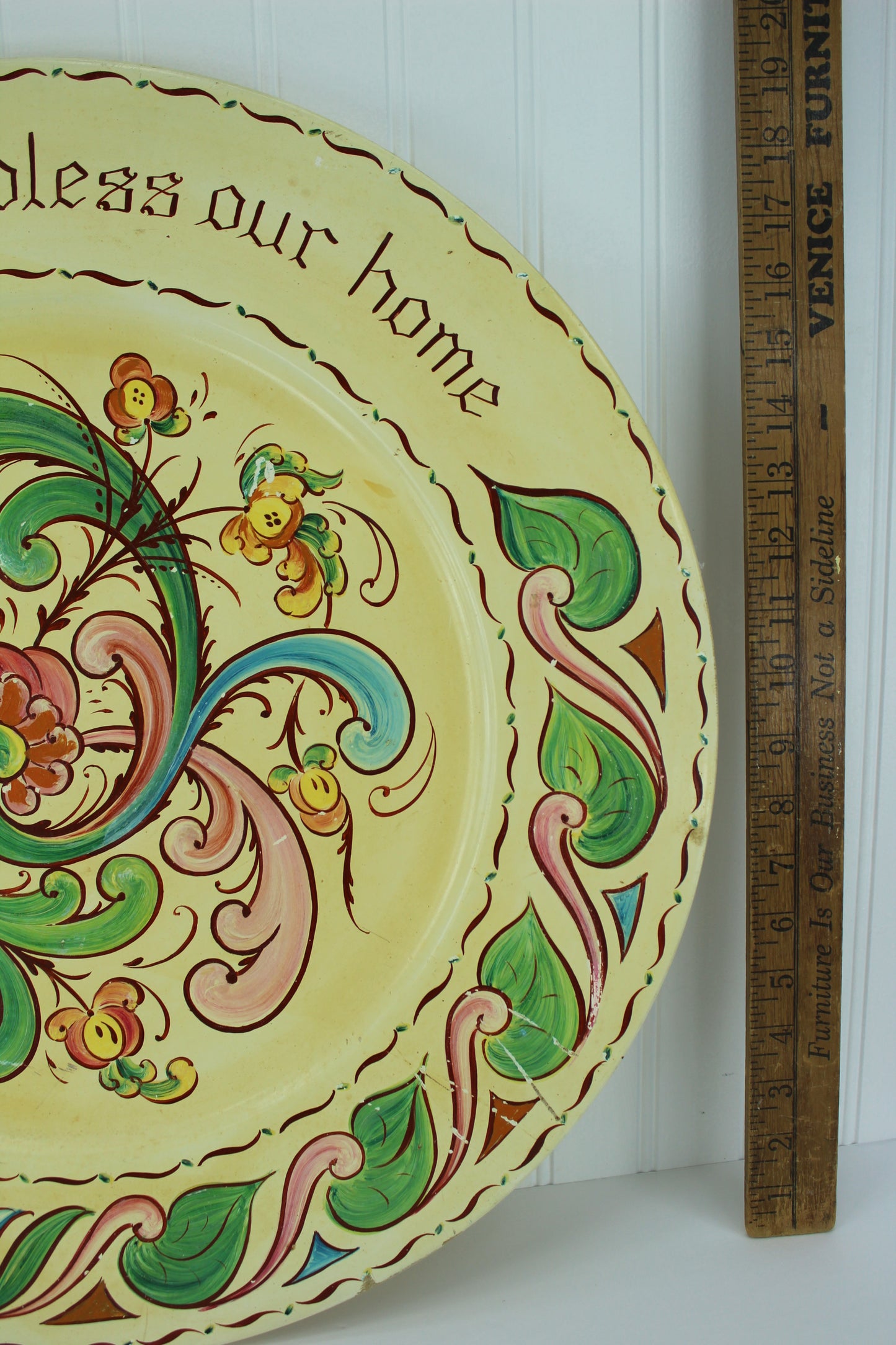 Rosemaled Wood Plate 20" Eleanor Erickson St Paul MN Signed Solhaug Per Lysne