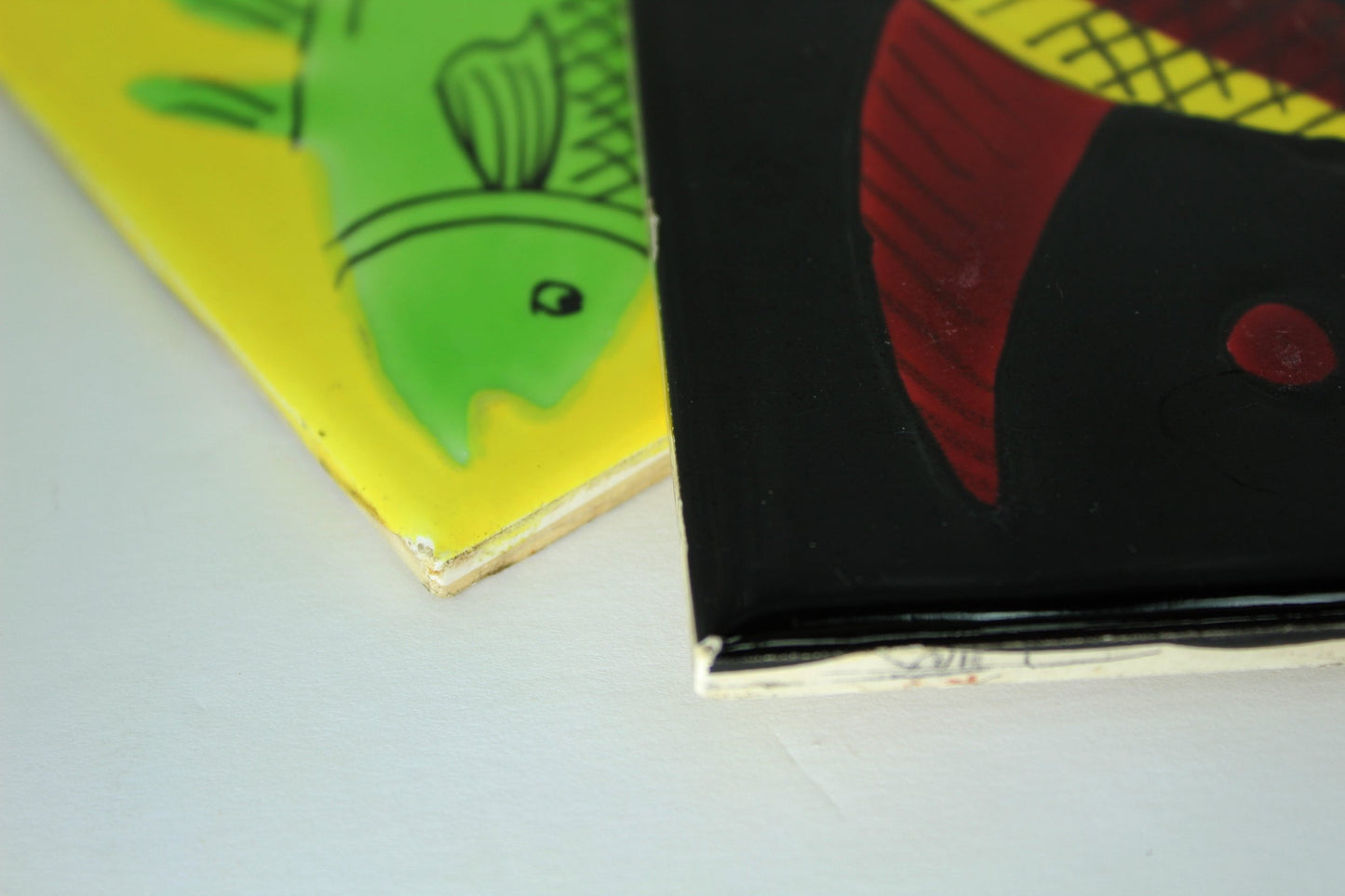 Fish Tiles Villeroy Boch Mattlach La Ferte Gaucher Stylized Vintage France Germany minor chips