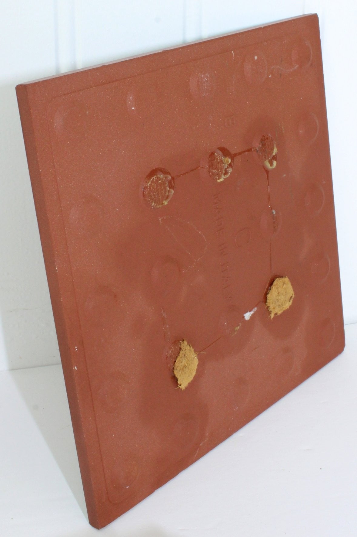 Dimensional Terracotta Glazed Tile Vivid Mountains Flowers Scene Made Italy heavy
