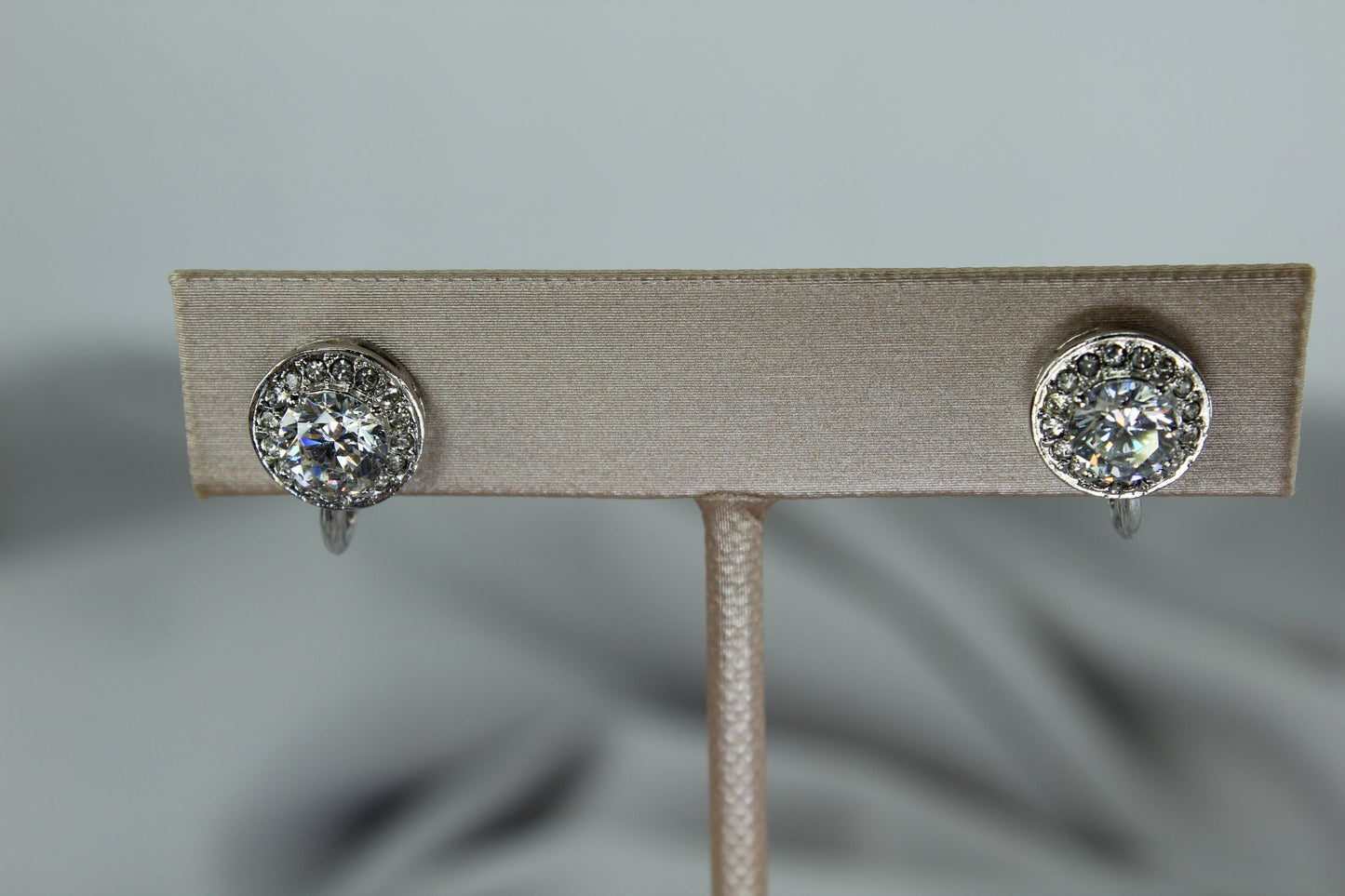 Brilliant Faux Diamondl Earrings Petite Round Clips Clip Maker Logo "N" small