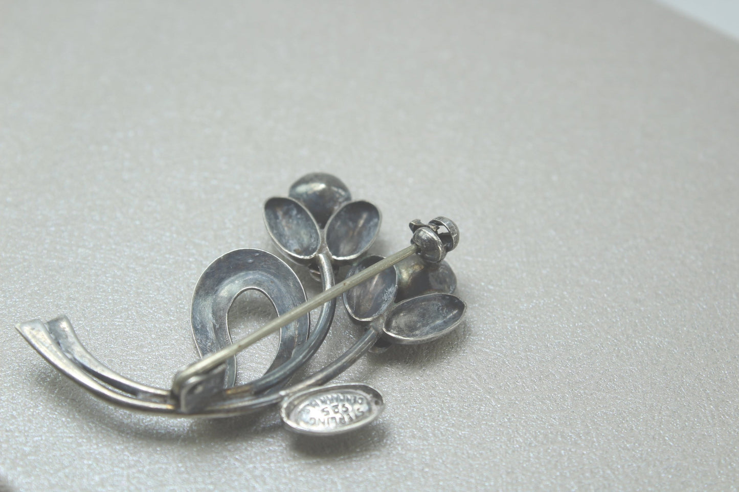 Max Standager Pin Denmark Modernist Sterling Sparkling Pink Prong Set Stones designer