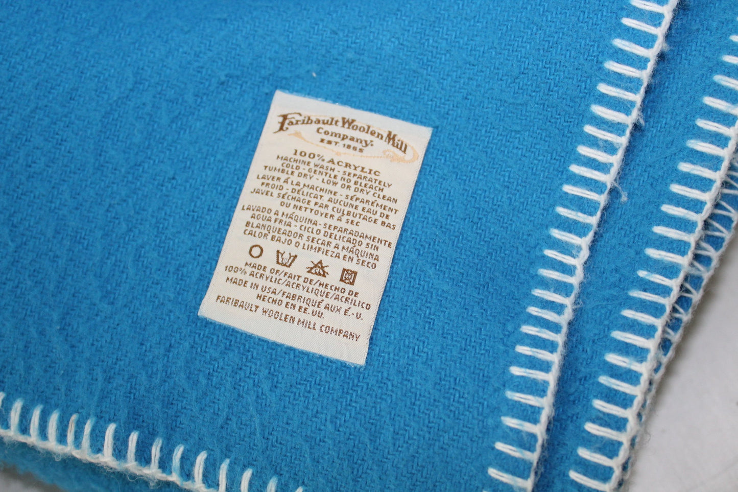 Acrylic Faribo Throw Vintage Nationwide Ins Blanket Maker's Label