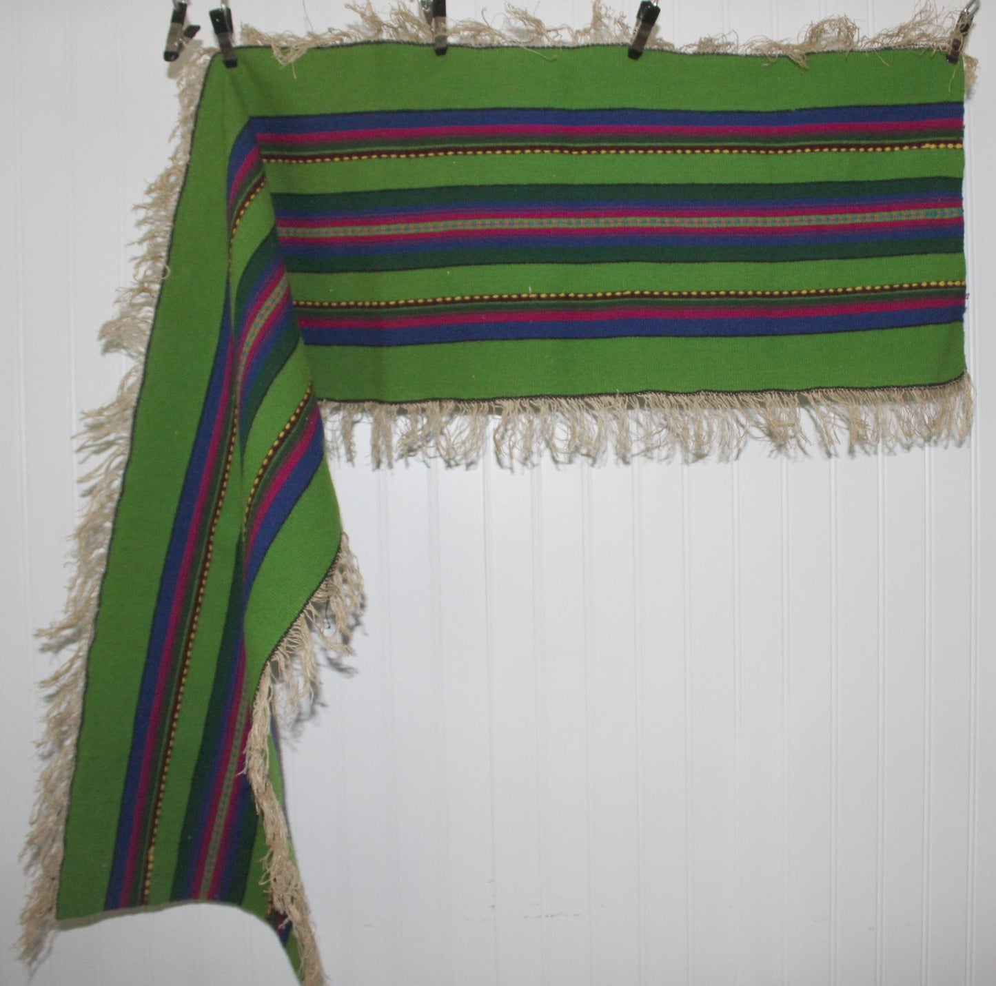 Ukraine Estate Woven Wool Runner 12" X 55" Beautiful Purple Green Blue table