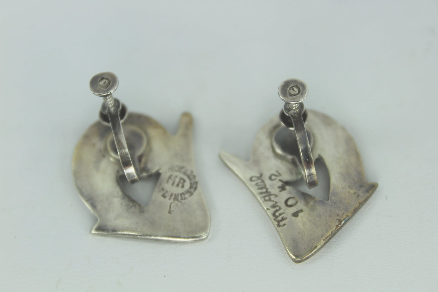 Fantastic Abalone Earrings Modernist Miguel Garcia Menendez Rancho Alegre Sterling Taxco