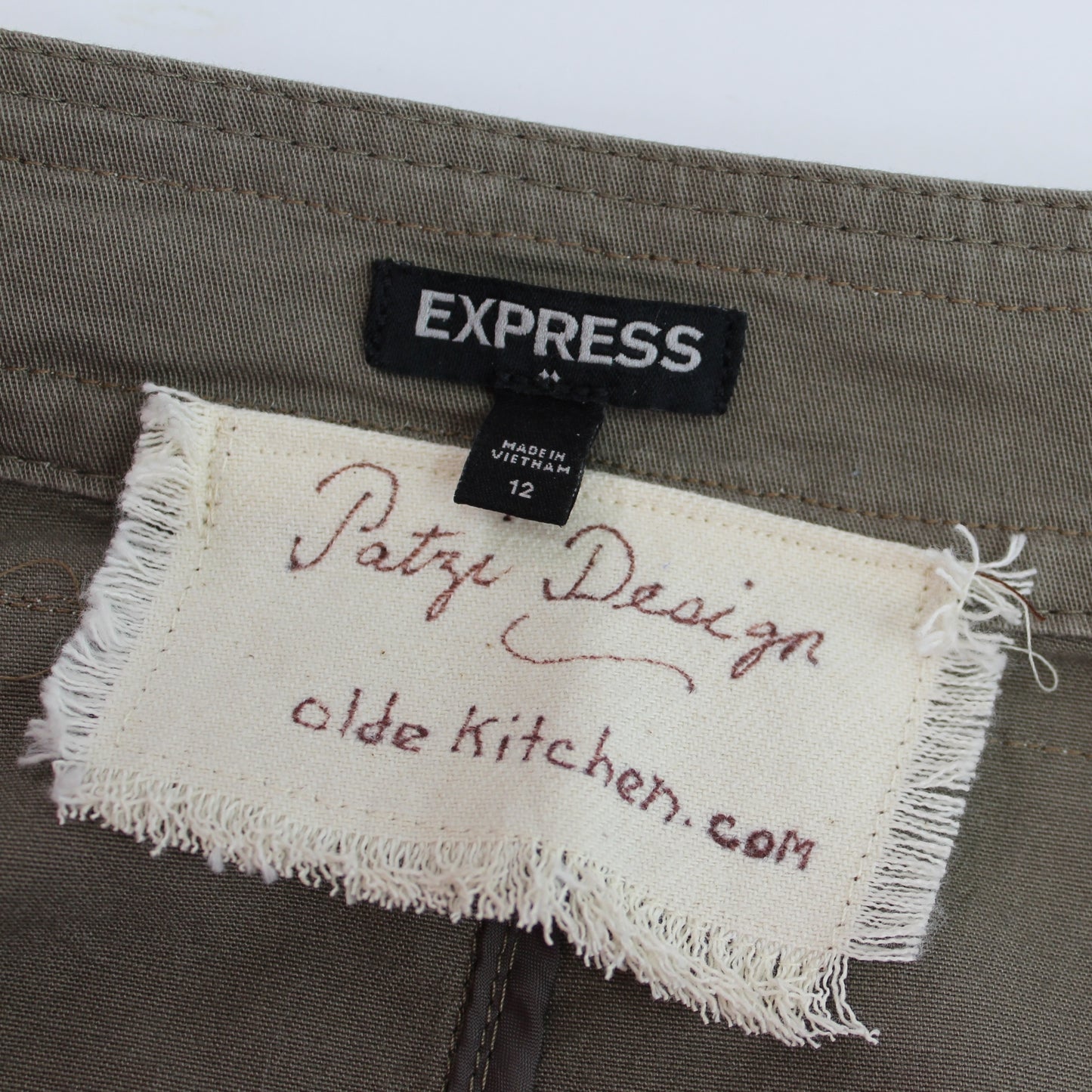 Express Cotton Jacket Mandarin Collar Enhanced Patzi Design Lace Doily Repurposed maker Express tag and patzi tag for olde kitchen and home