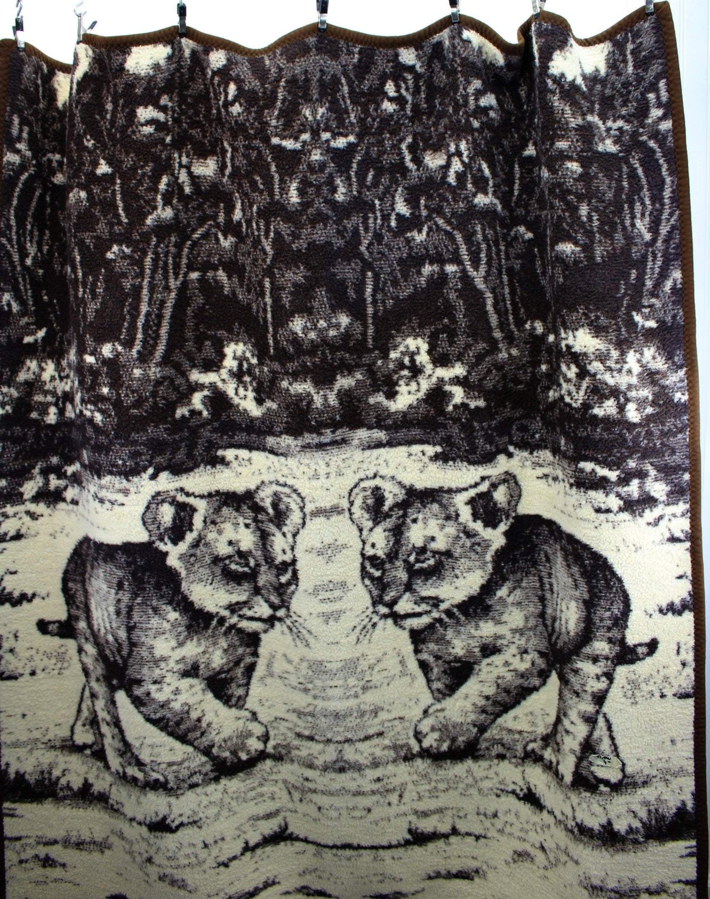 United Intl Acrylic Throw Blanket - Tiger Cubs Jungle - Brown Cream - Spain - Olde Kitchen & Home