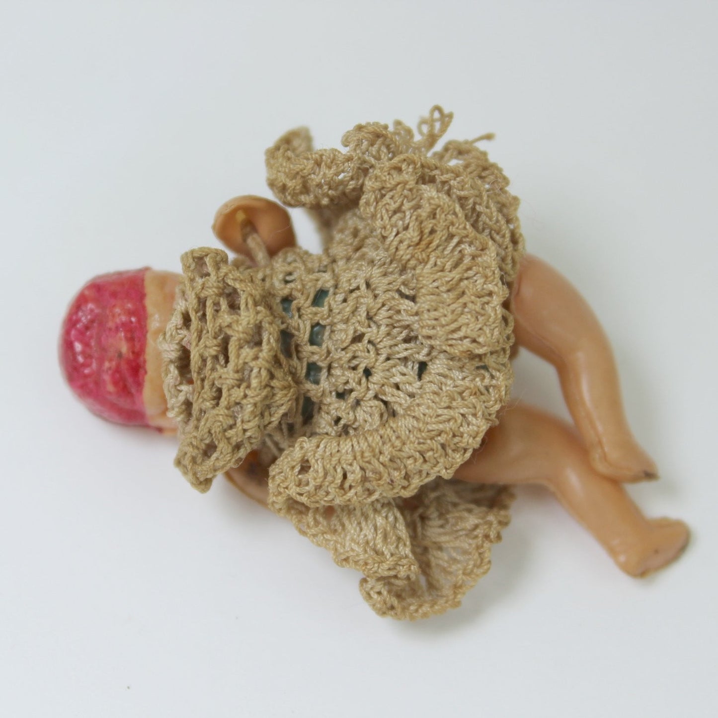 Tiny 2" Celluloid Doll Crochet Clothes - Early 1900's Diamond Logo Japan doll collector's