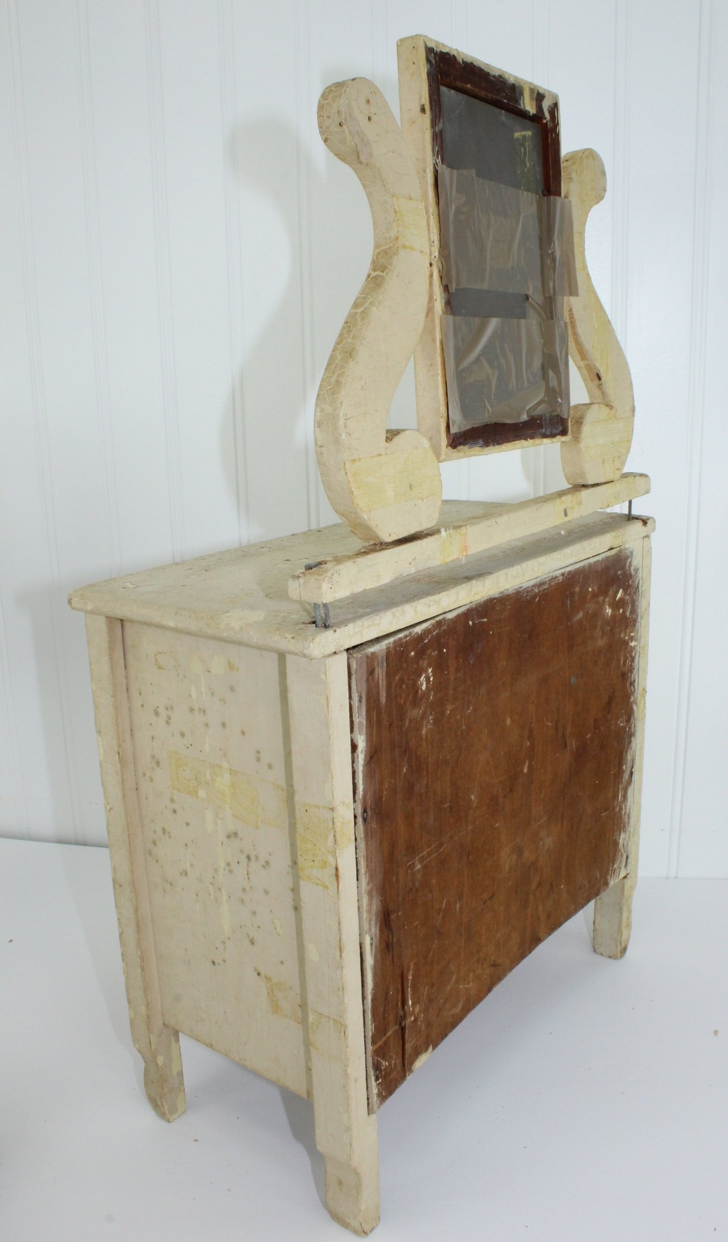 Old Collectible Doll Dressser TLC Wanted - Wood Hand Made Harp Mirror toy for big or little girls