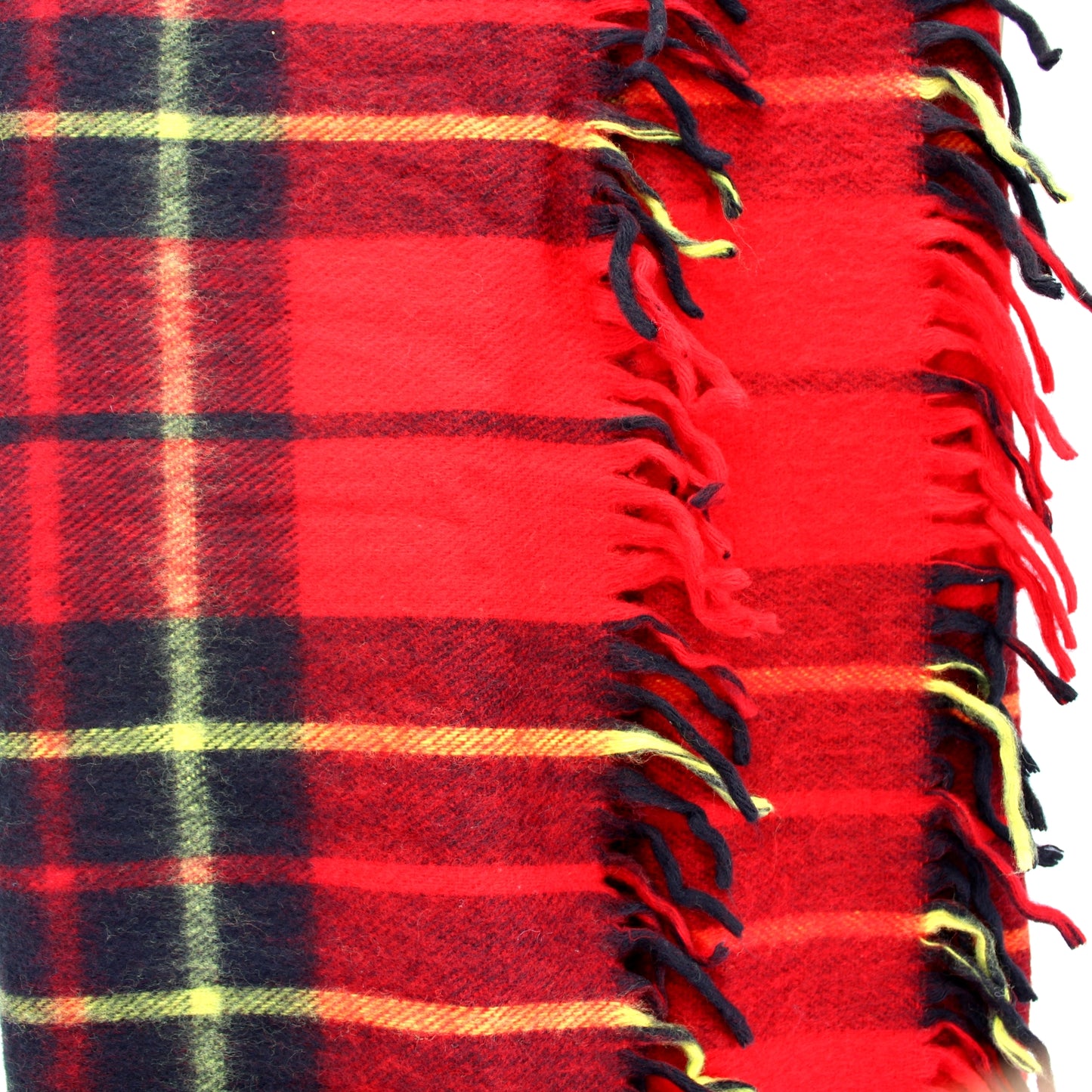 St Marys Ohio Throw Blanket Classic Red Plaid Acrylic 52" Square + Fringe soft cozy throw