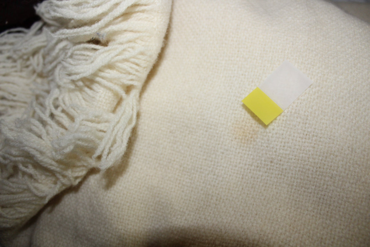 Wool Throw Hand Woven Ivory Fringe 4 Sides Churchill No Tag mill closed