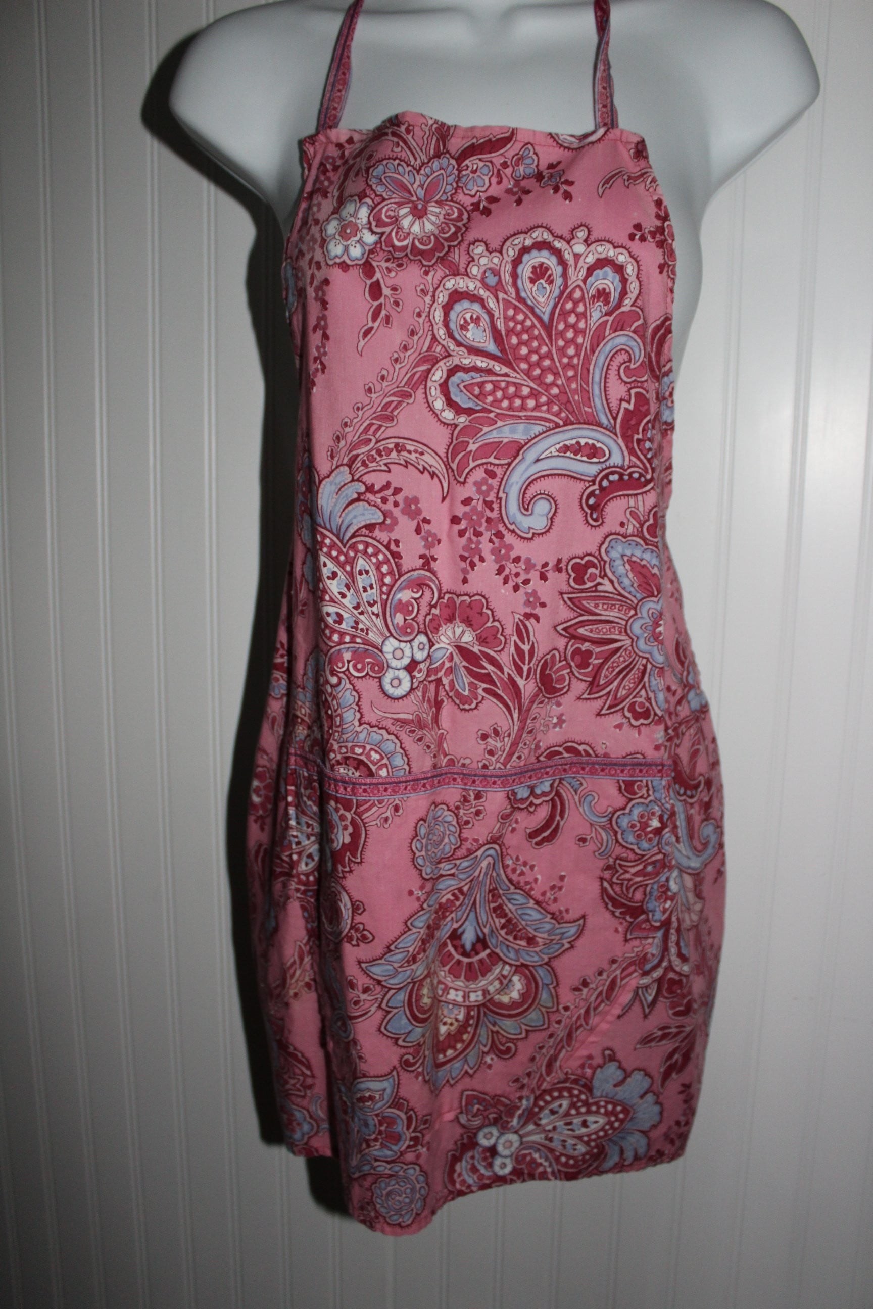 Kitchen Aprons 2 Vintage France Paisley Linen Child's Apron Wear or Pattern Use