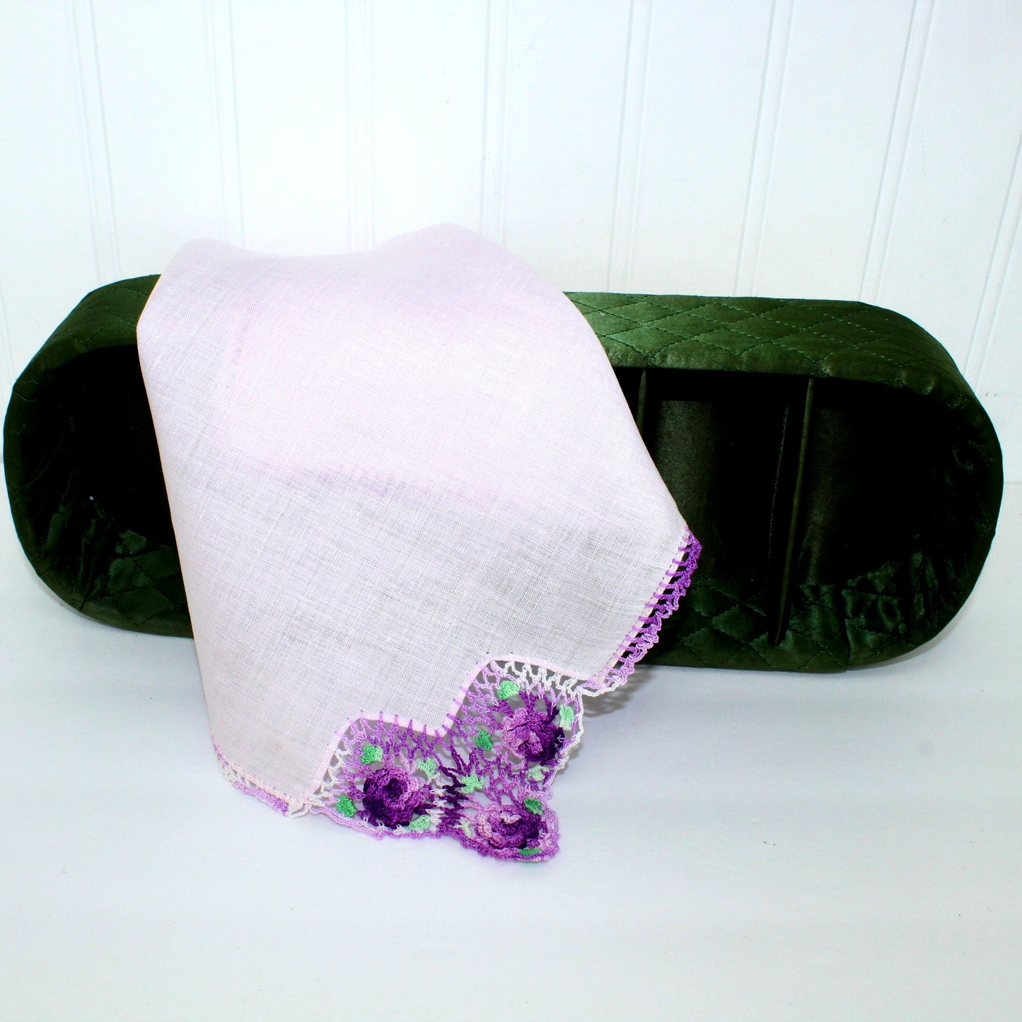Outstanding Pale Lavender Handkerchief Purple Crochet Flowers Corner Hand Edging DIY Clothing Crafts lovely colors variegated shades purple lilac lavender