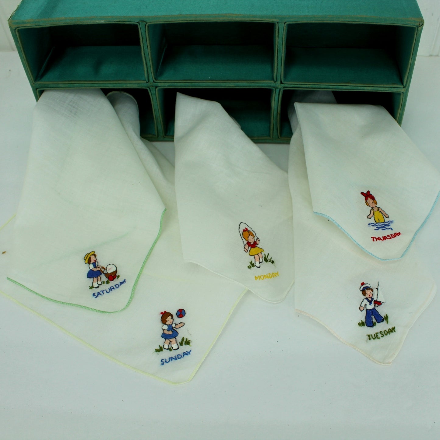 Collection 6 Children's Handkerchiefs International & Days of Week children of week 5 hankies
