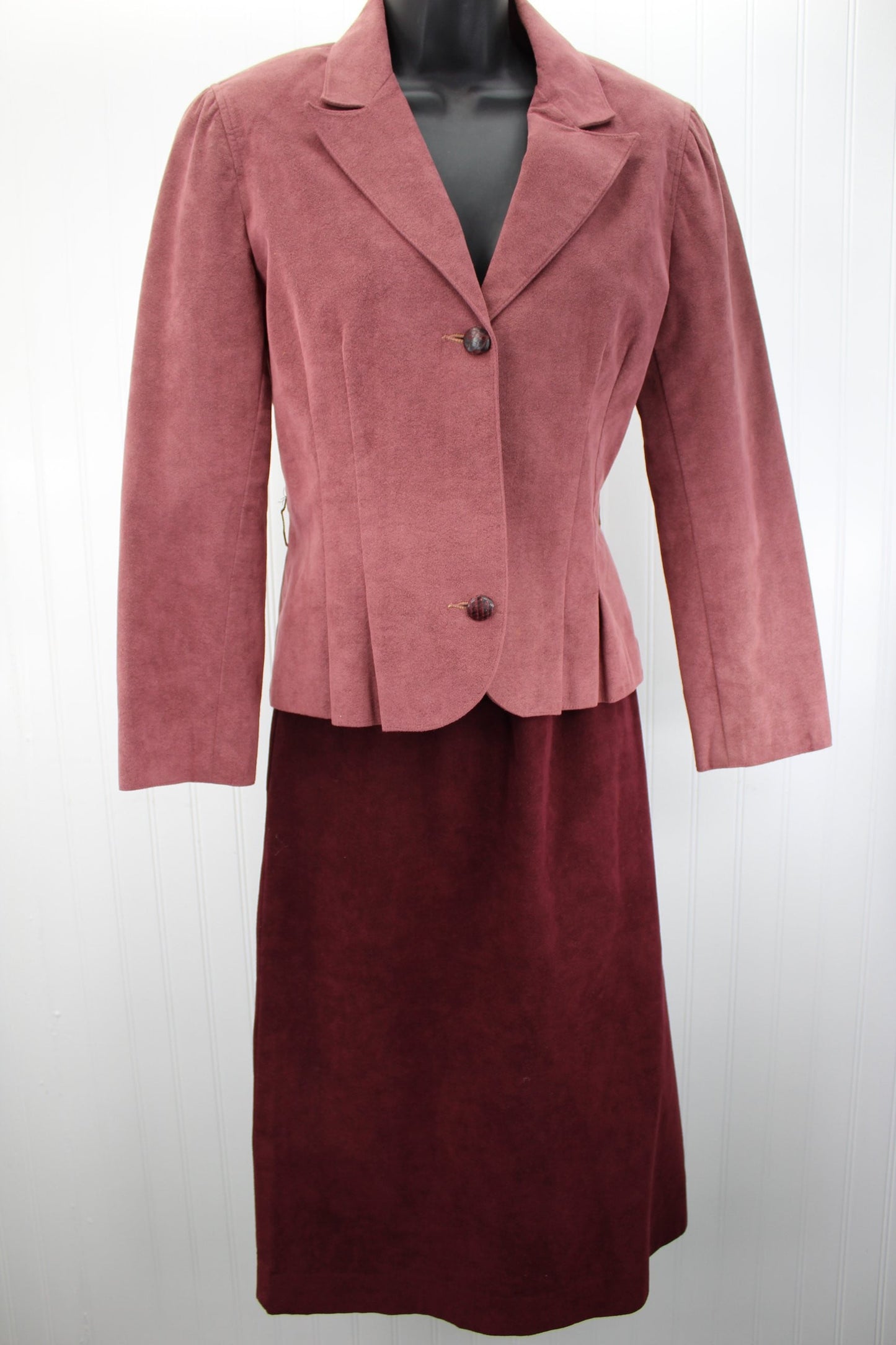 Vintage Samuel Roberts Androu Designer Suit 1970s - Mauve Merlot Ultrasuede lovely colors