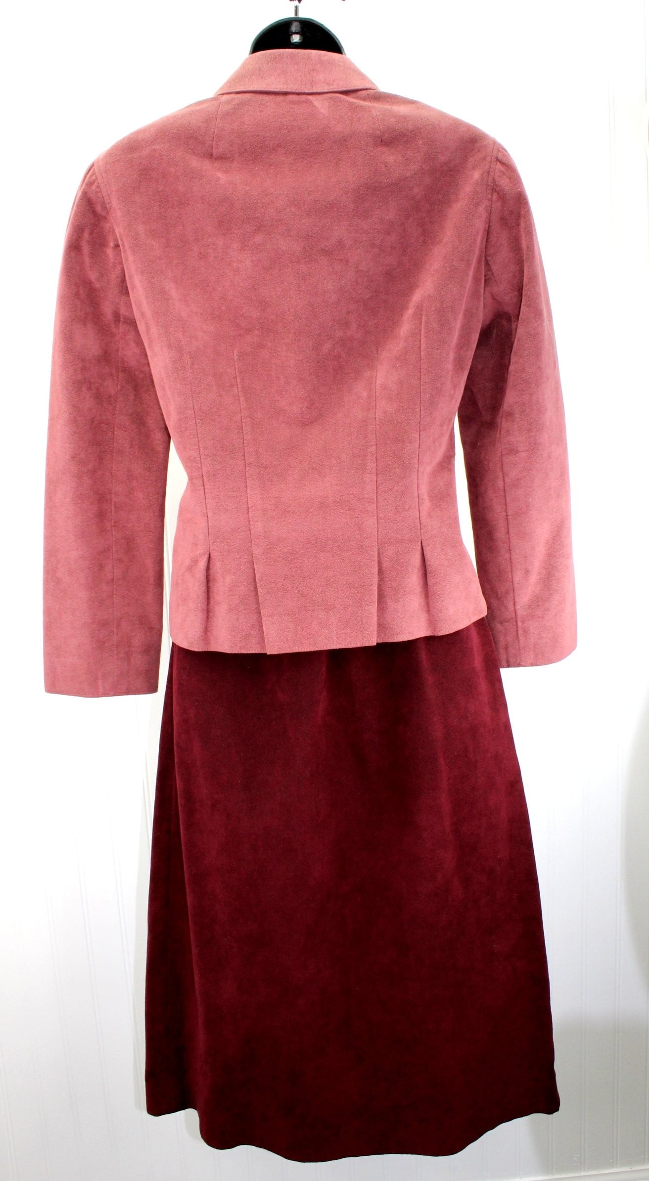 Vintage Samuel Roberts Androu Designer Suit 1970s - Mauve Merlot Ultrasuede nice cut design